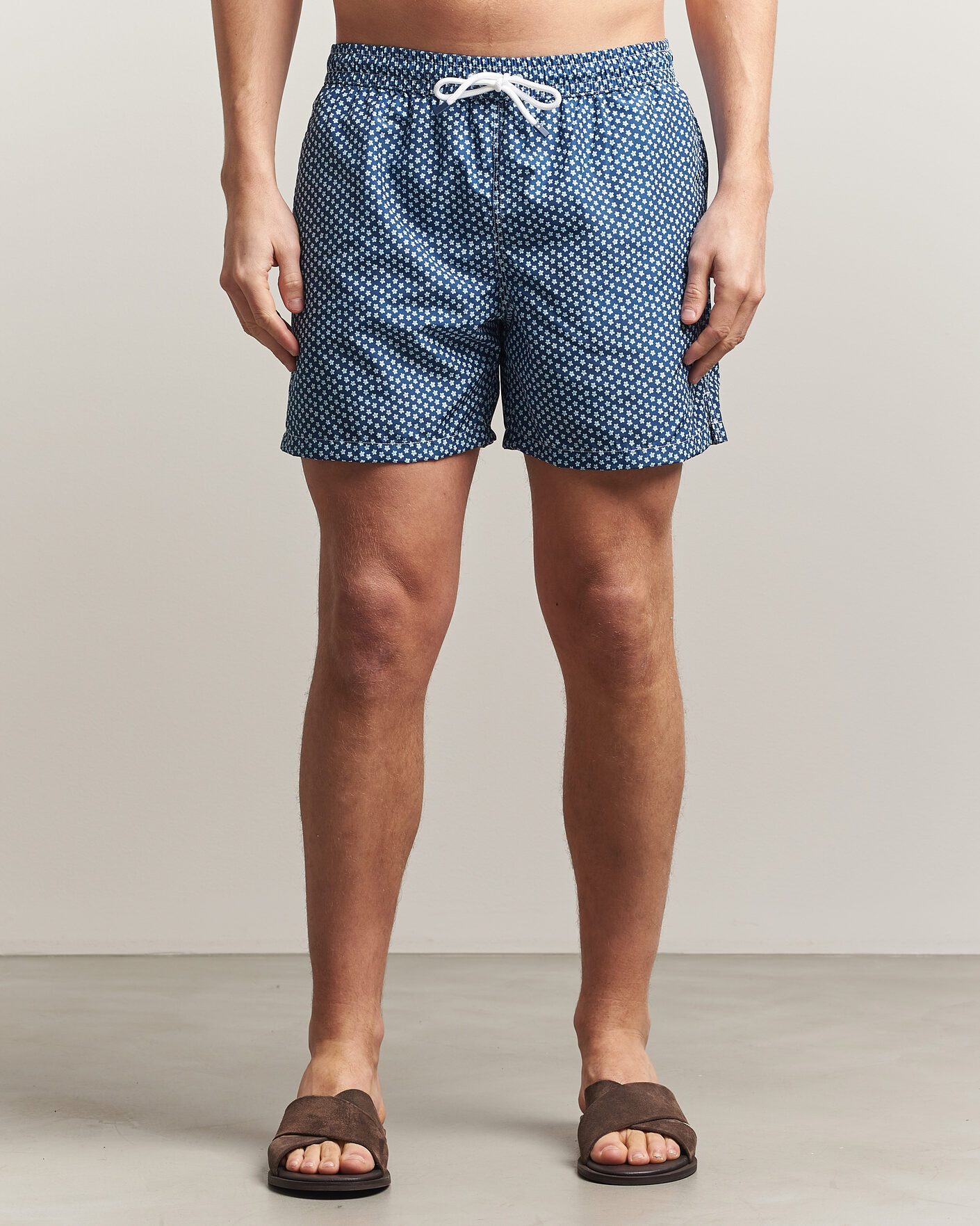 Fedeli Madeira Swim Trunk Blue Flowers at CareOfCarl.com