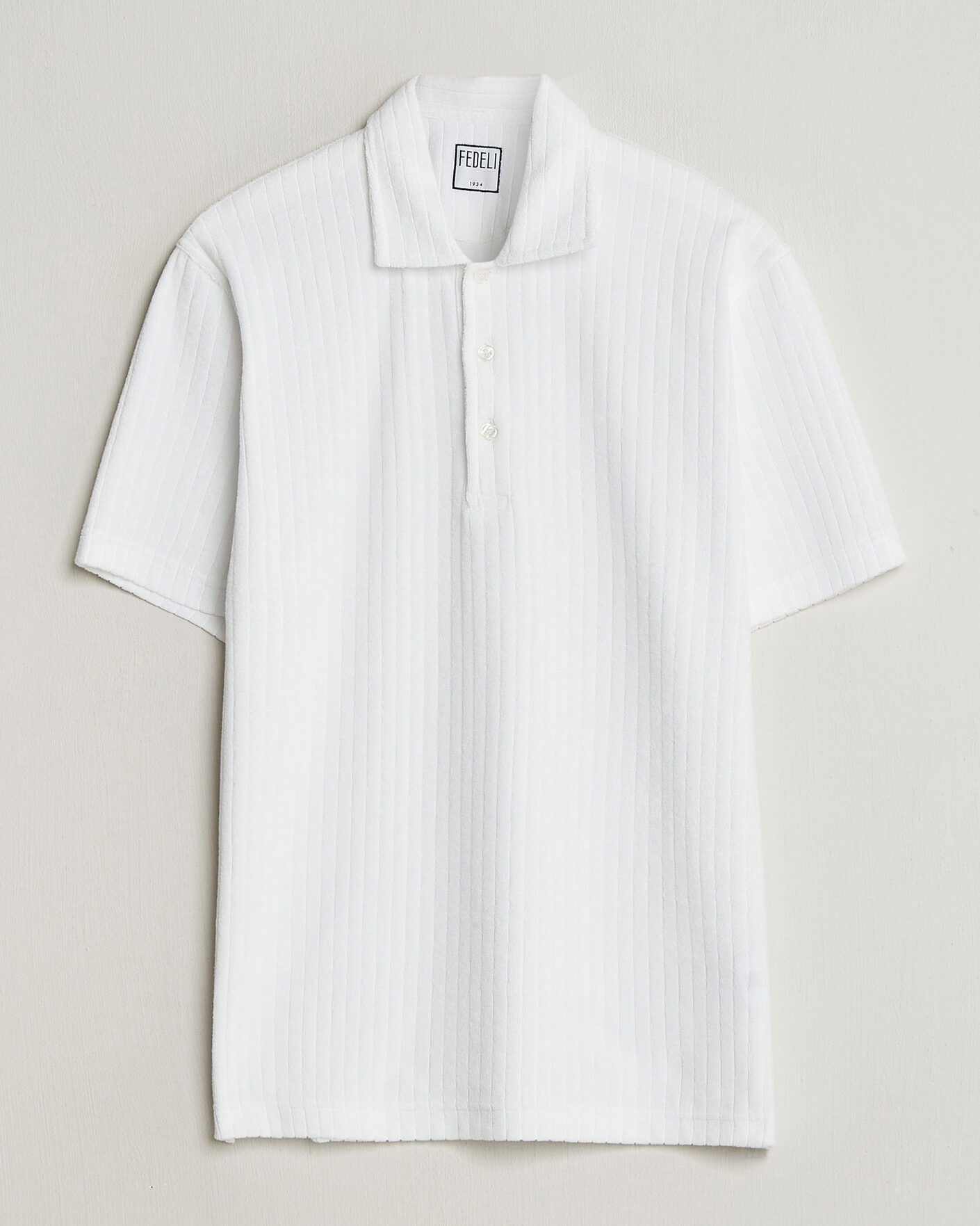 Men | Polo Shirts | Fedeli | Rib Terry Polo White