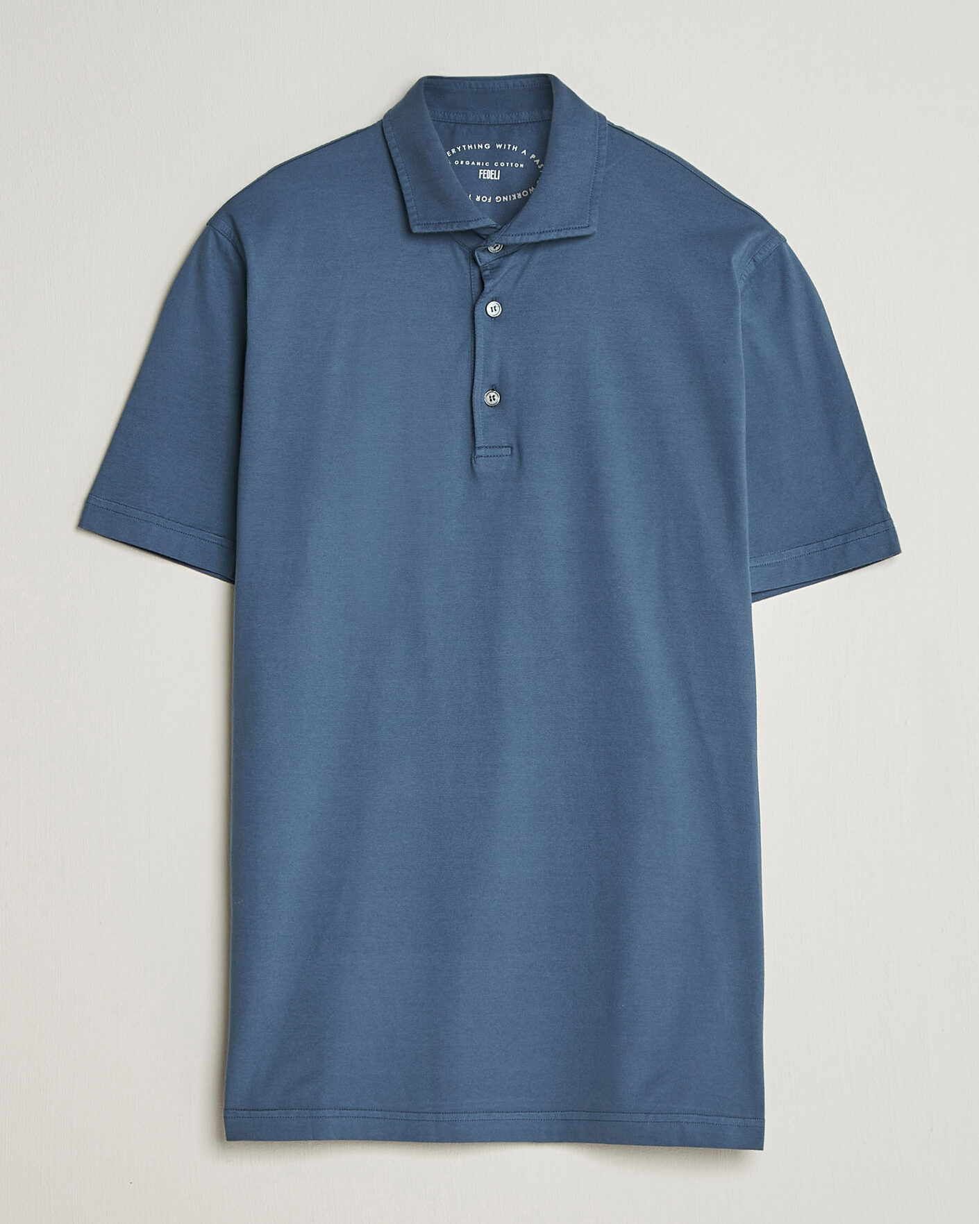 Men | Polo Shirts | Fedeli | Zero Organic Cotton Polo Steel Blue