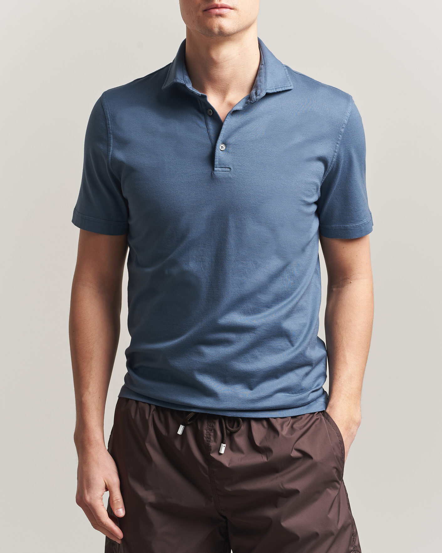 Men | Polo Shirts | Fedeli | Zero Organic Cotton Polo Steel Blue