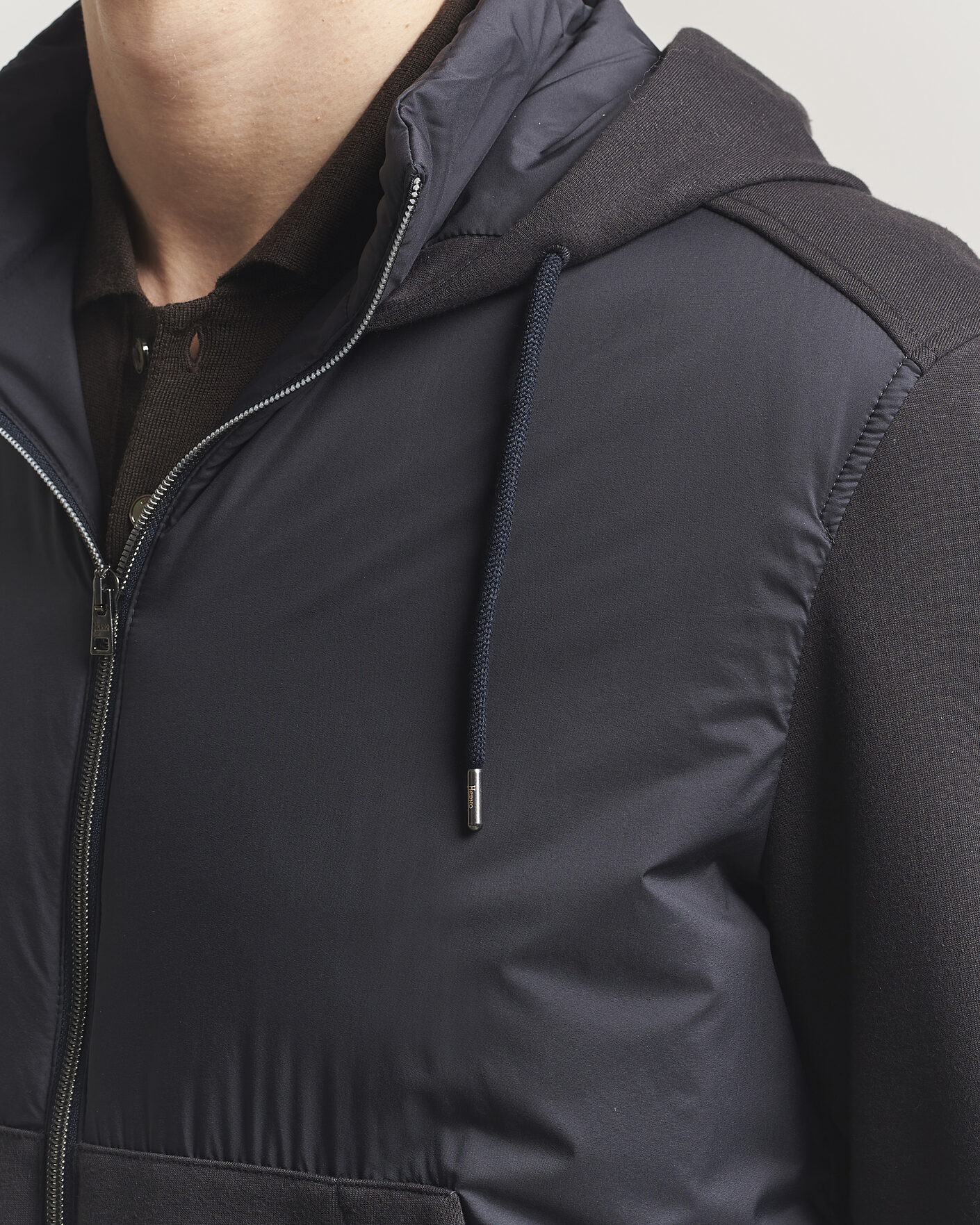 Men | Coats & Jackets | Herno | Hooded Hybrid Jacket Navy