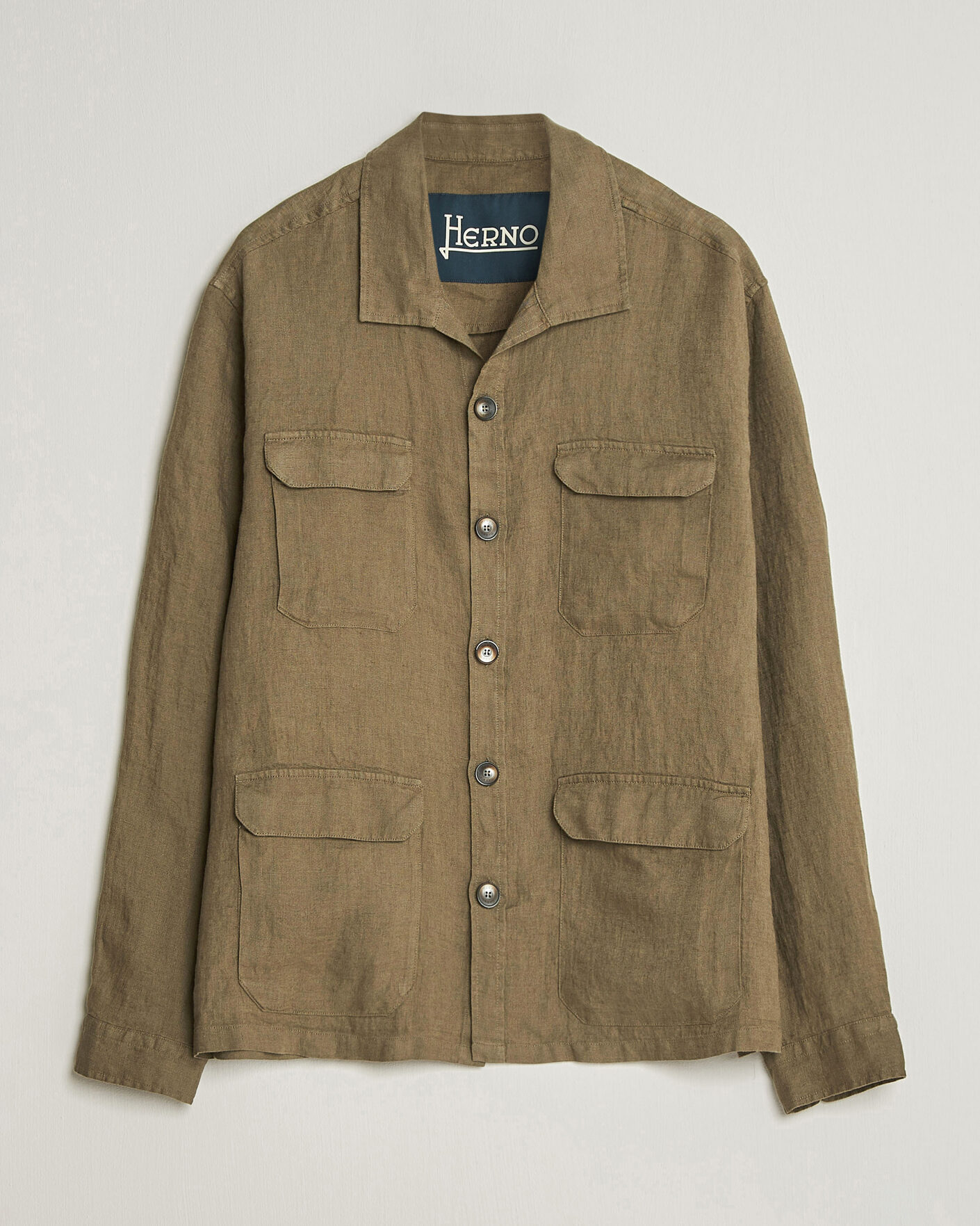 Men | Coats & Jackets | Herno | Linen Safari Jacket Military
