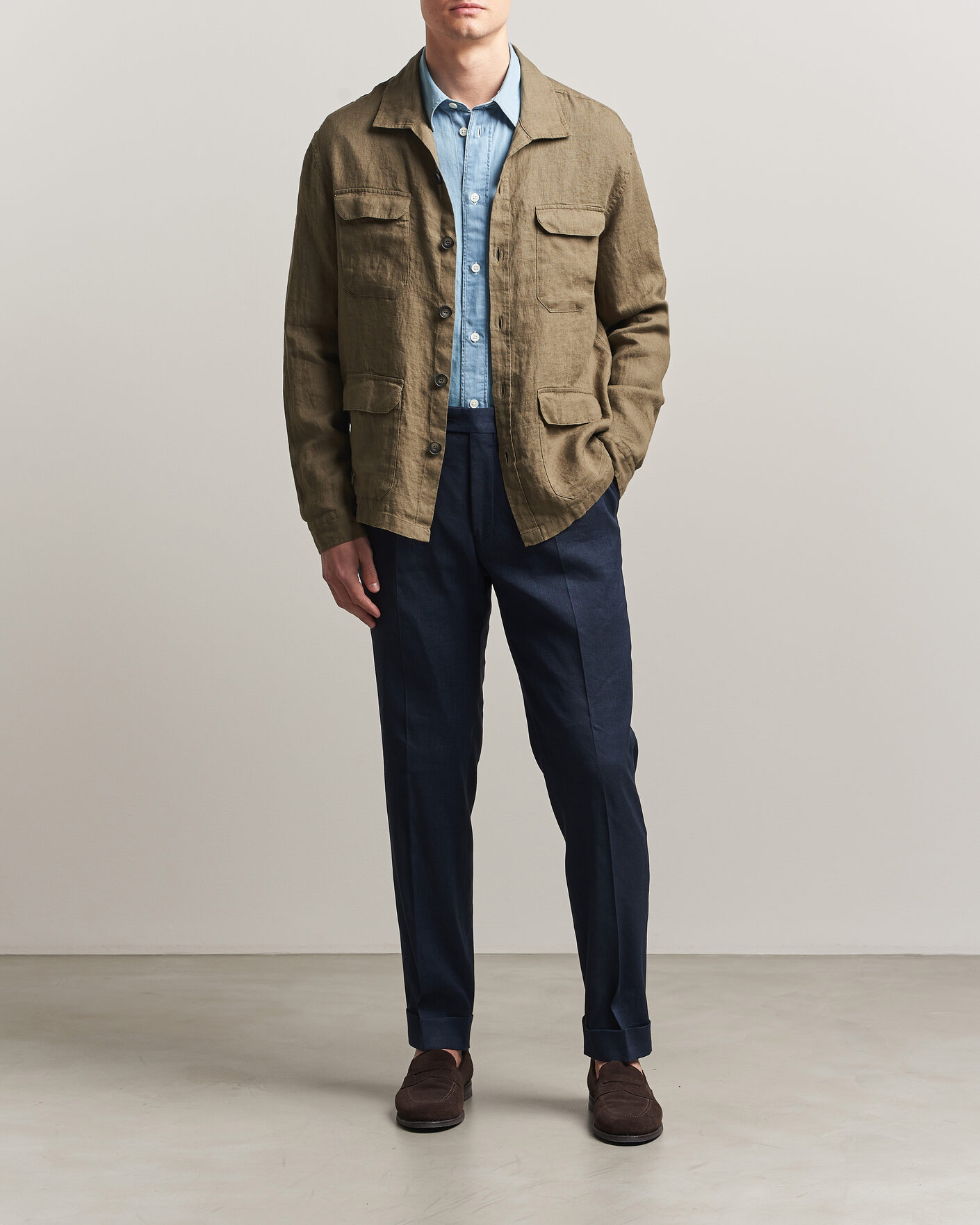 Men | Coats & Jackets | Herno | Linen Safari Jacket Military