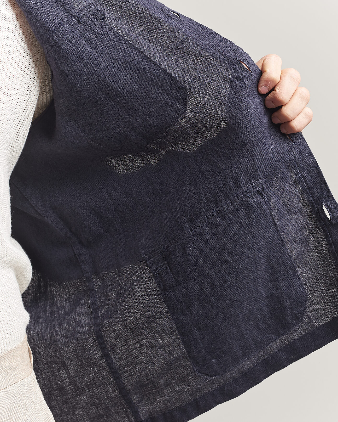 Men | Coats & Jackets | Herno | Linen Safari Jacket Navy