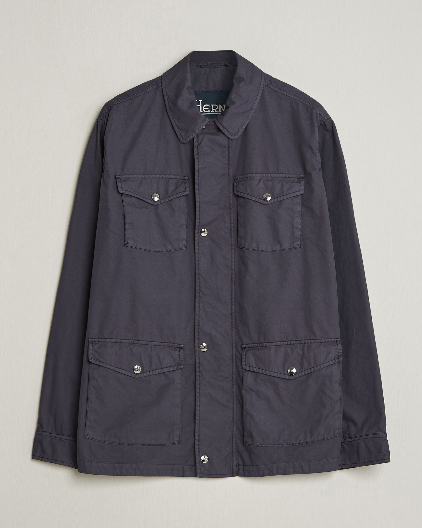 Men | Coats & Jackets | Herno | Washed Cotton Field Jacket Navy