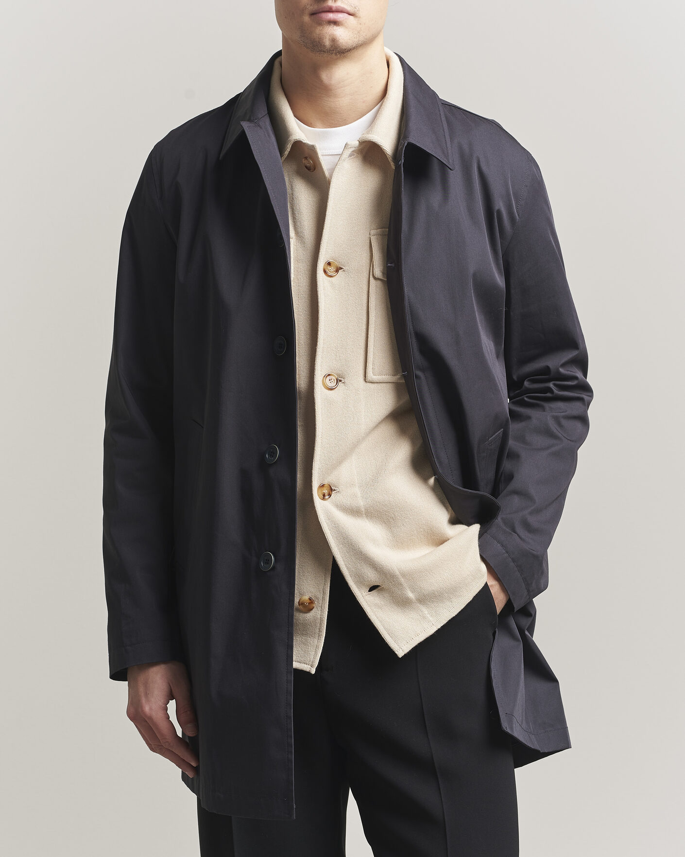 Men | Coats & Jackets | Herno | Cotton Car Coat Navy