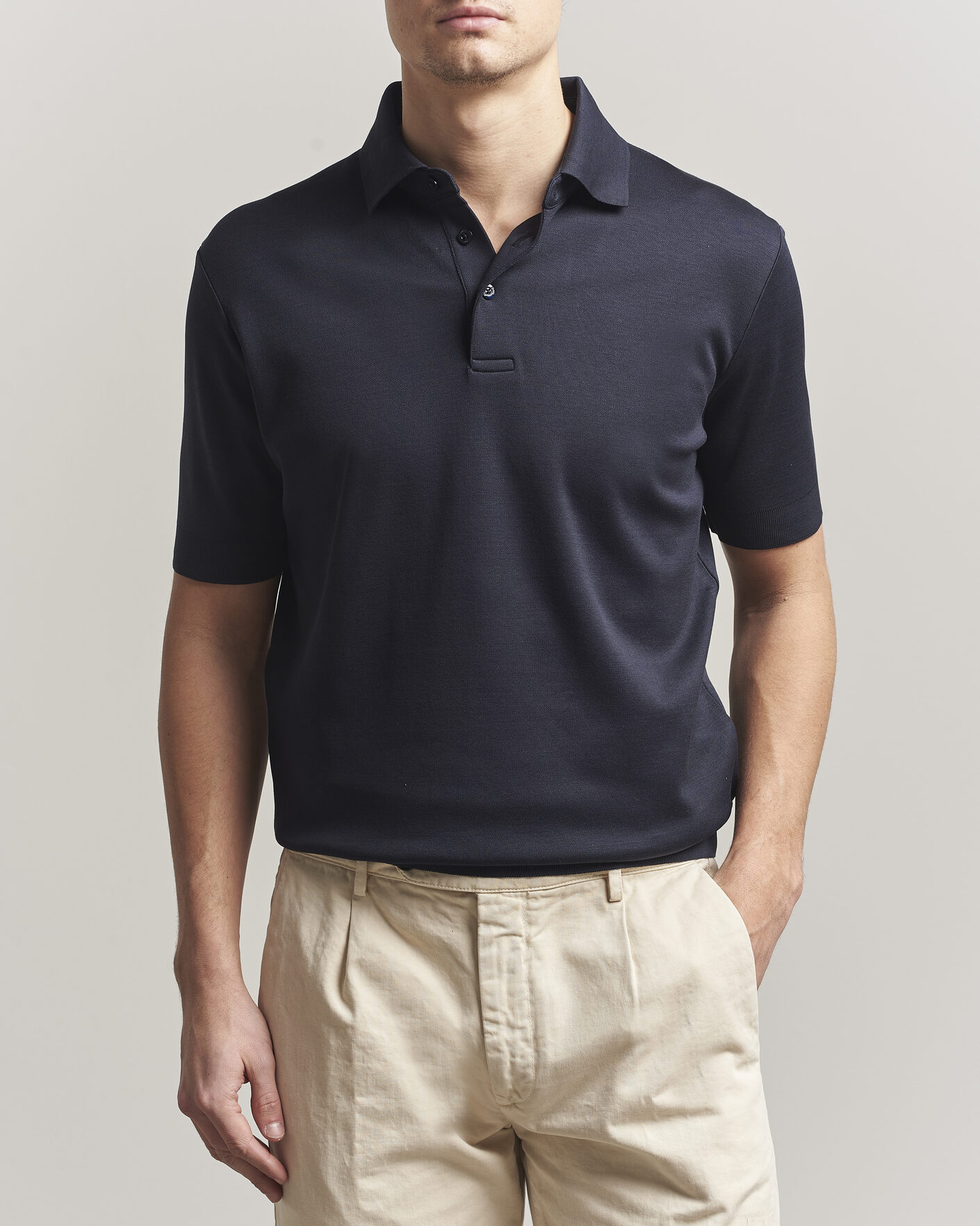 トップス HERNO SUPERFINE COTTON STRETCH POLO 50 Herno Micro Piquet Polo Navy at CareOfCarl.com