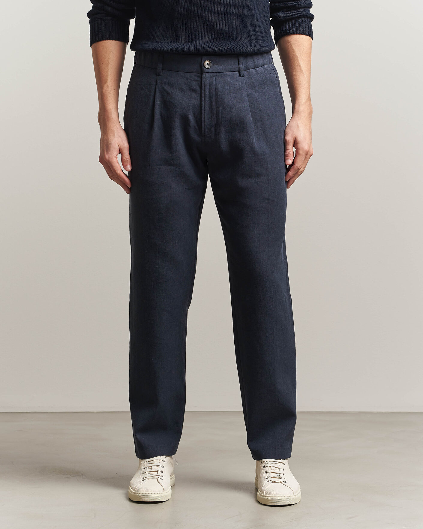 Men | Trousers | Herno | Cotton/Linen Drawstring Pants Navy