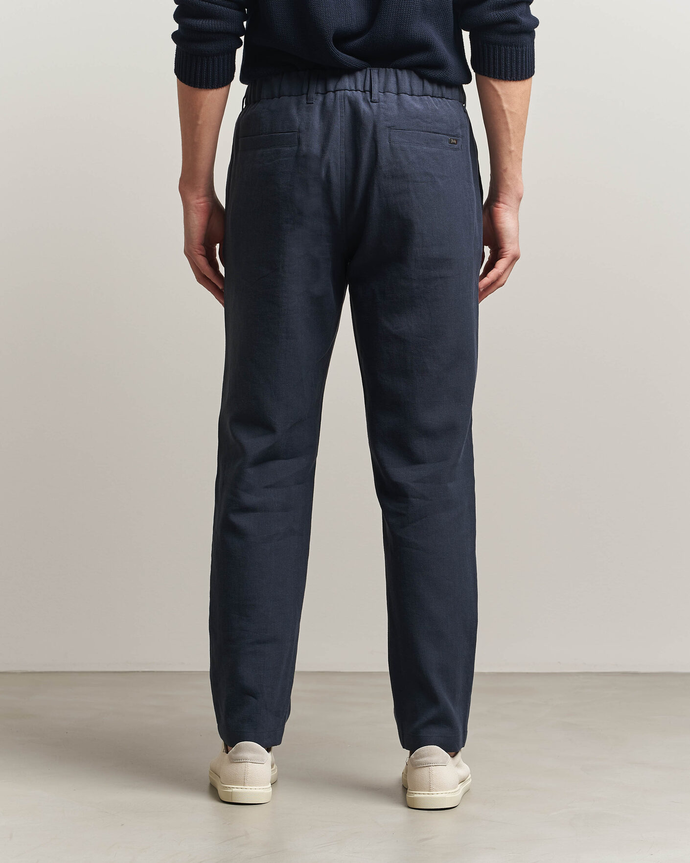 Men | Trousers | Herno | Cotton/Linen Drawstring Pants Navy