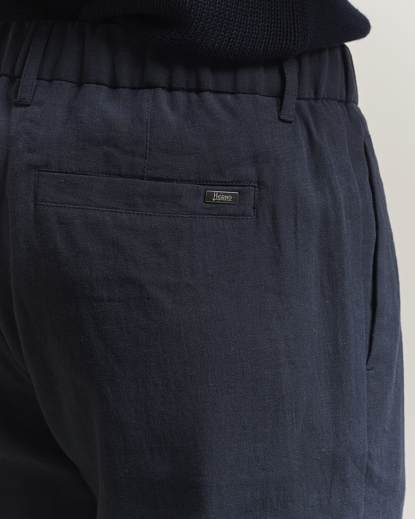 Men | Trousers | Herno | Cotton/Linen Drawstring Pants Navy