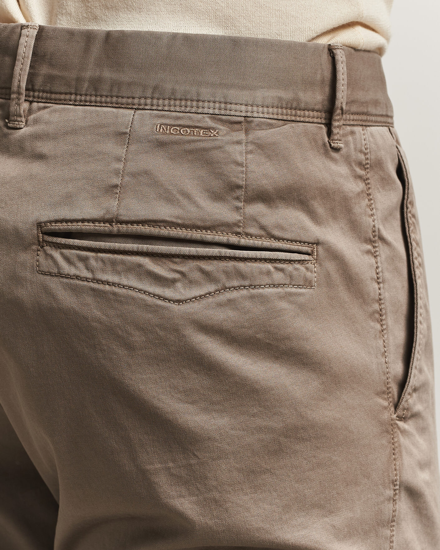 Men | Trousers | Incotex | Slim Fit Garment Dyed Slacks Taupe