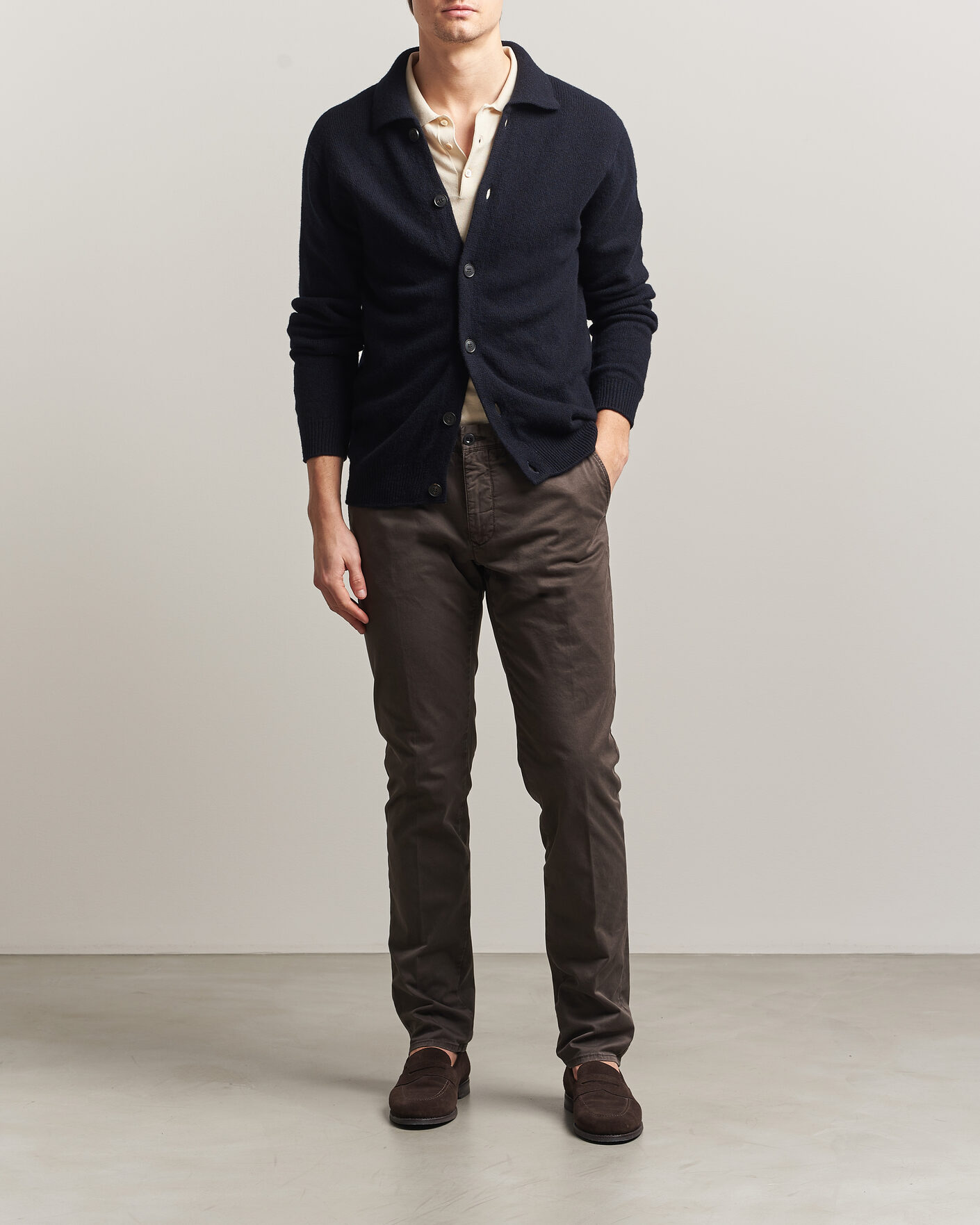 Men | Trousers | Incotex | Slim Fit Garment Dyed Slacks Dark Brown
