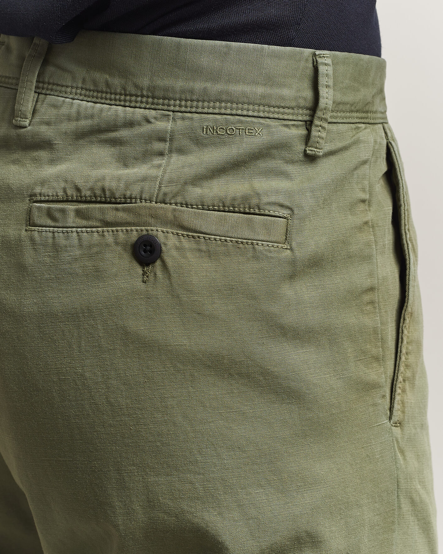 Men | Trousers | Incotex | Regular Fit Cotton/Linen Slacks Military