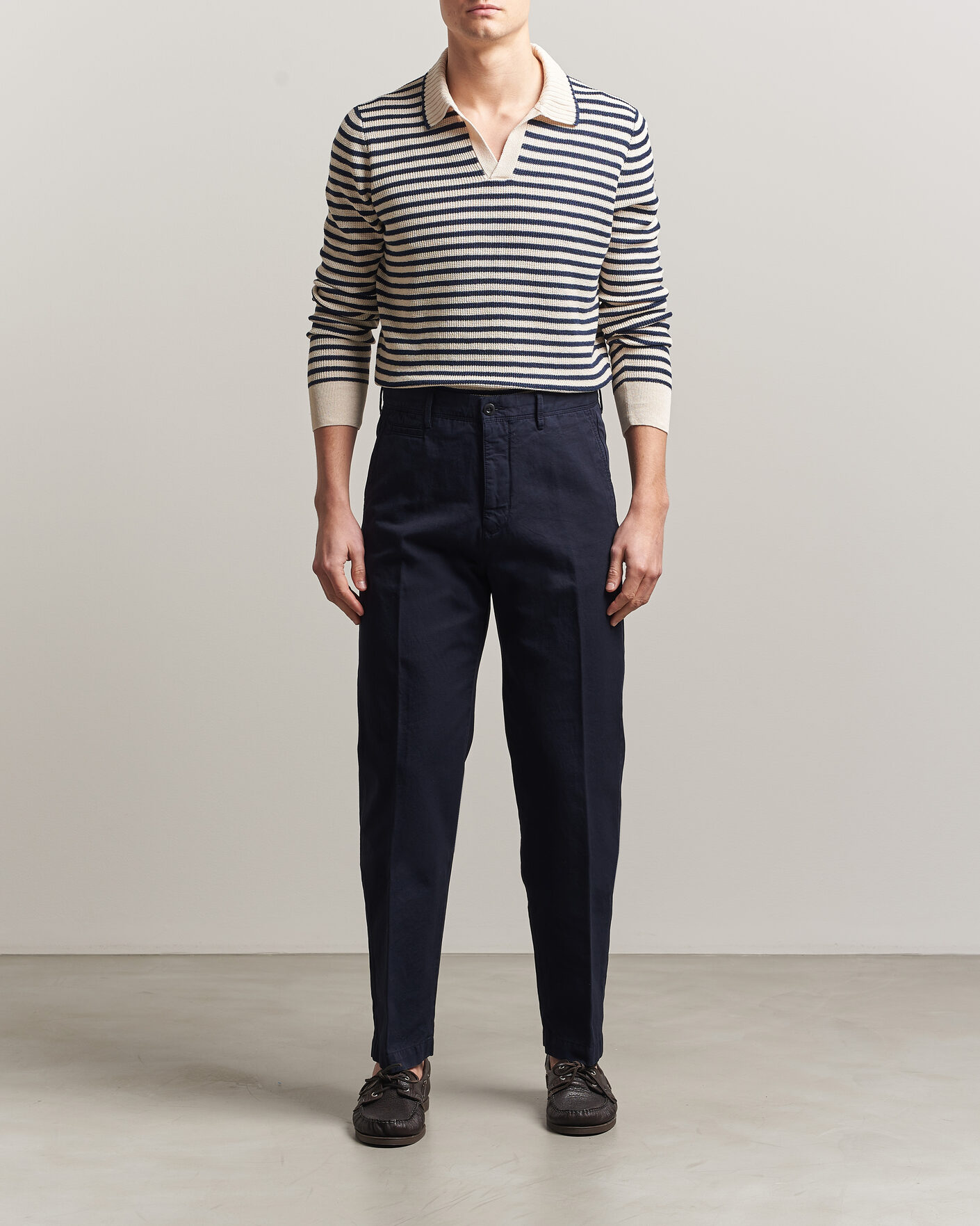 Incotex Regular Fit Cotton/Linen Slacks Navy at CareOfCarl.com