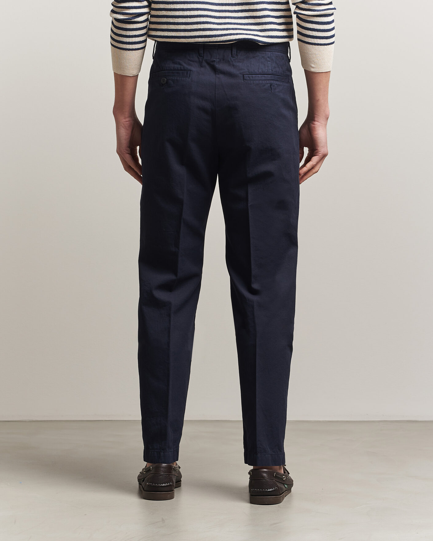 Men | Trousers | Incotex | Regular Fit Cotton/Linen Slacks Navy