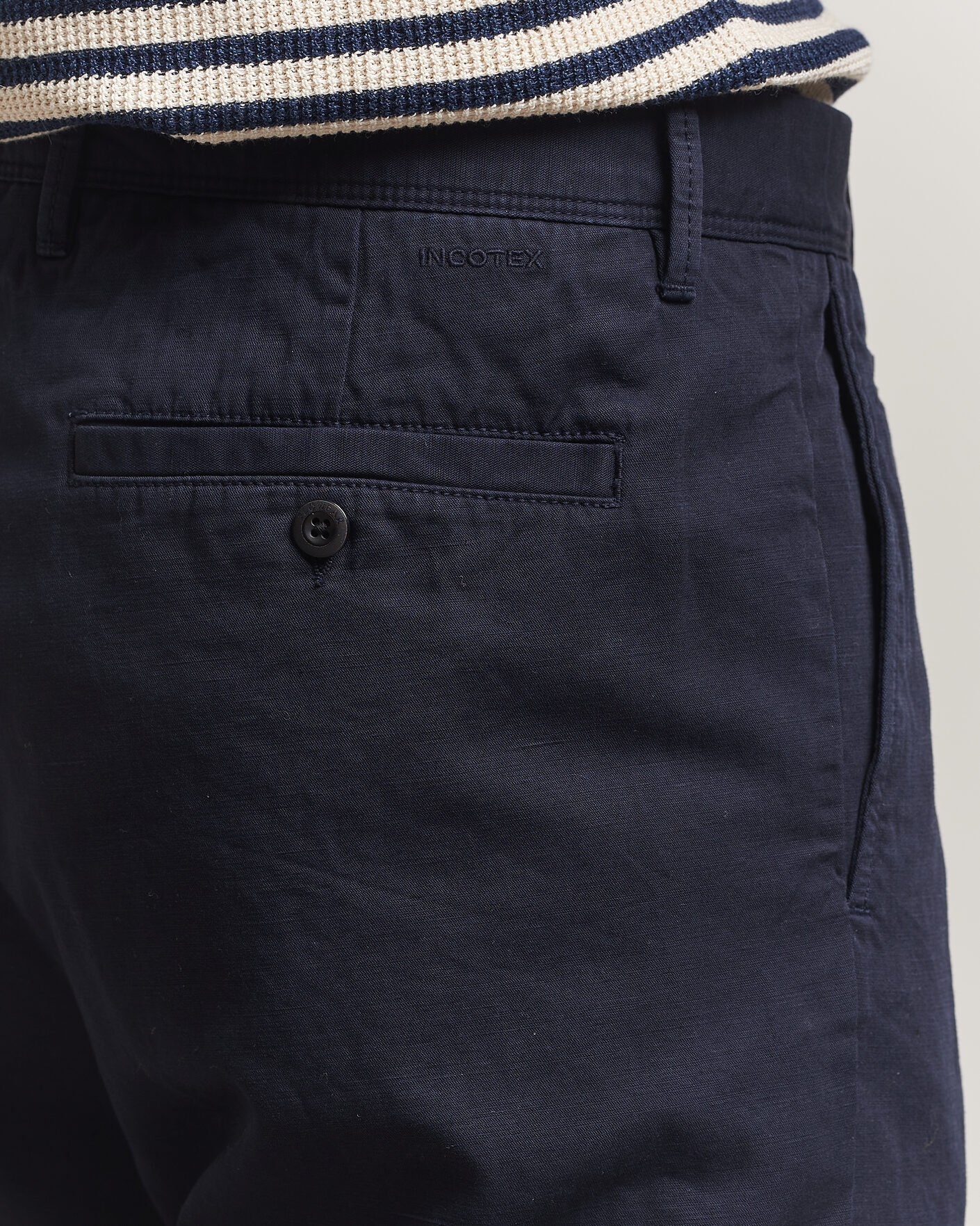 Men | Trousers | Incotex | Regular Fit Cotton/Linen Slacks Navy