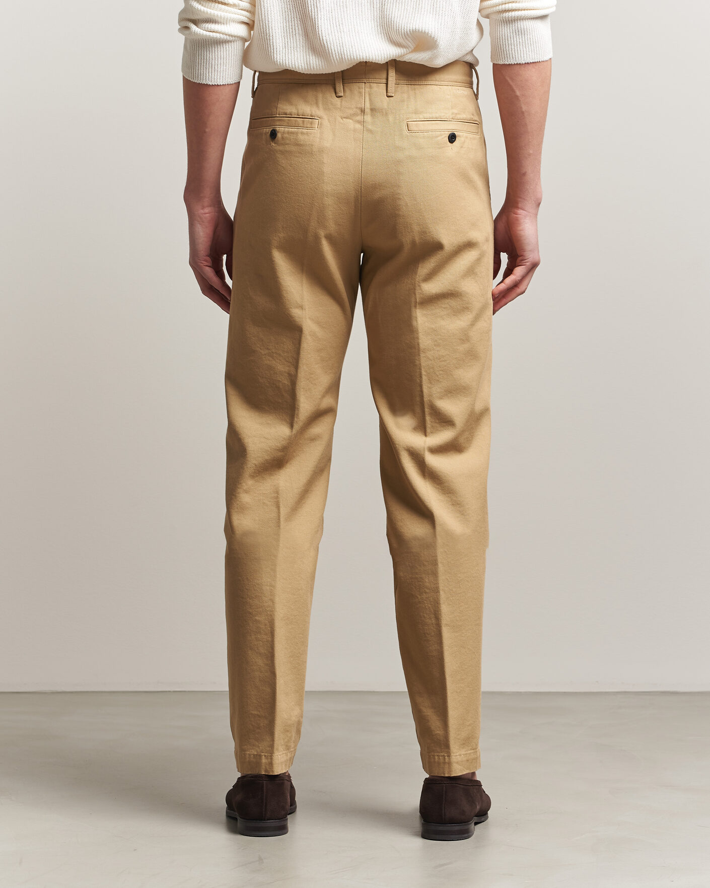 Men | Trousers | Incotex | Regular Fit Uniform Cotton Slacks Khaki