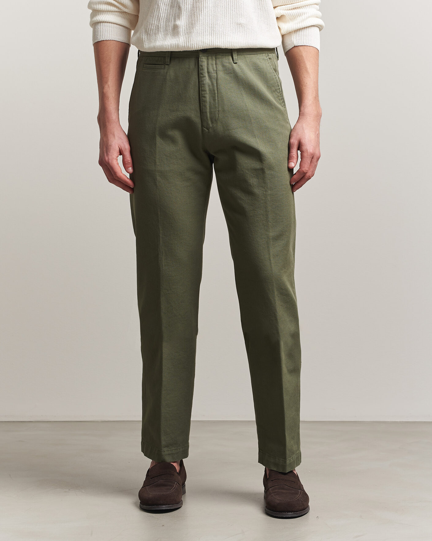 Incotex Regular Fit Uniform Cotton Slacks Military at CareOfCarl.com