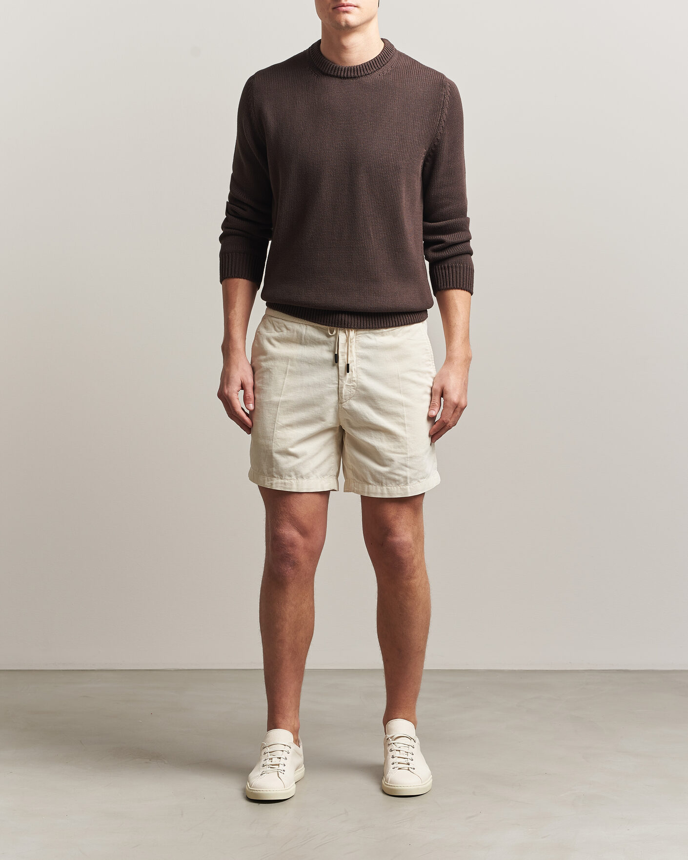 Men | Shorts | Incotex | Baby Corduroy Drawstring Shorts Off White
