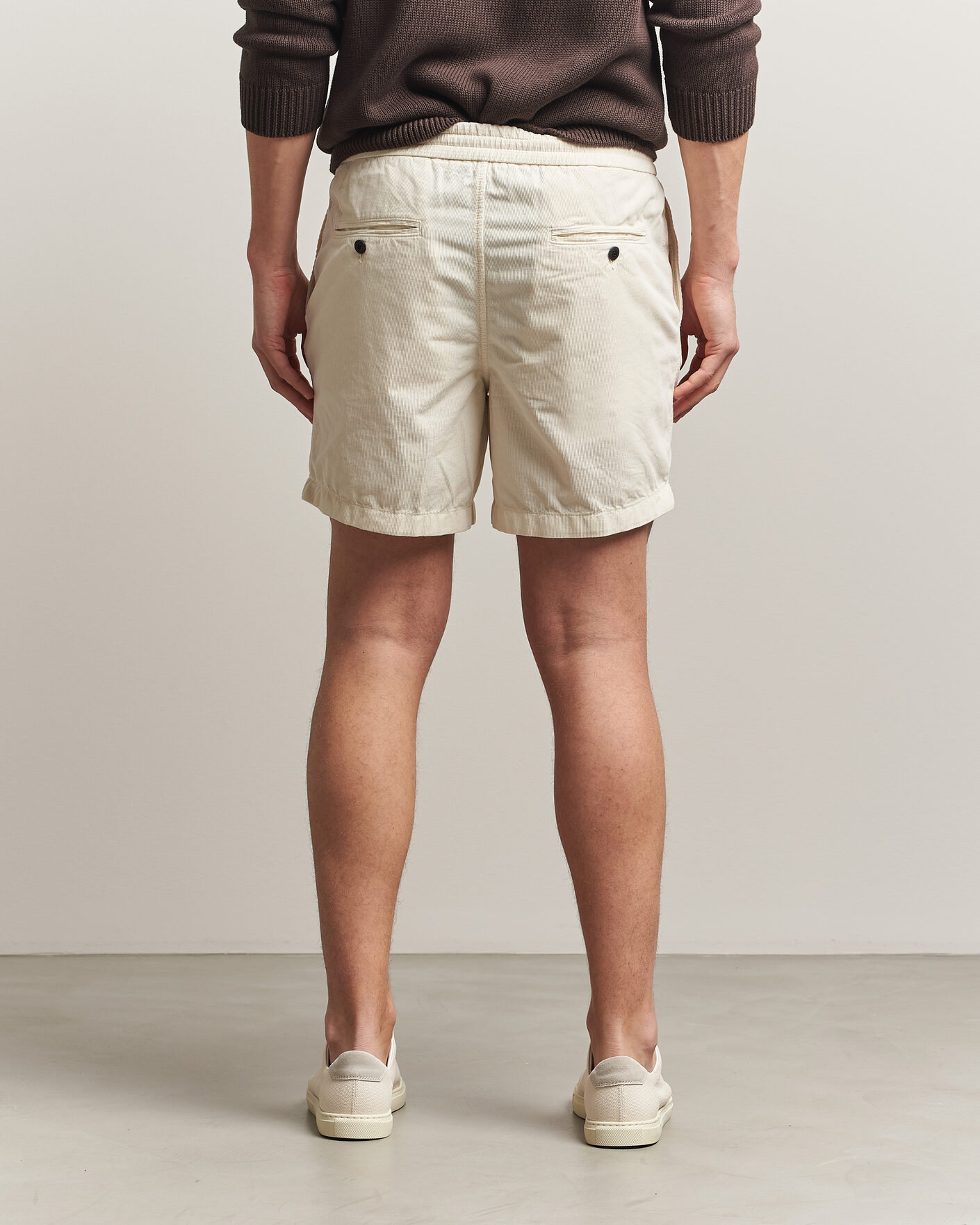 Men | Shorts | Incotex | Baby Corduroy Drawstring Shorts Off White