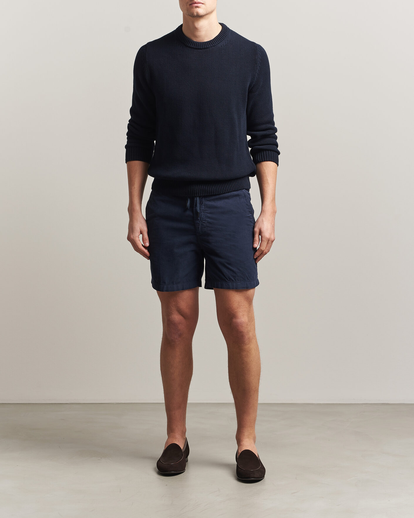 Men | Shorts | Incotex | Baby Corduroy Drawstring Shorts Navy