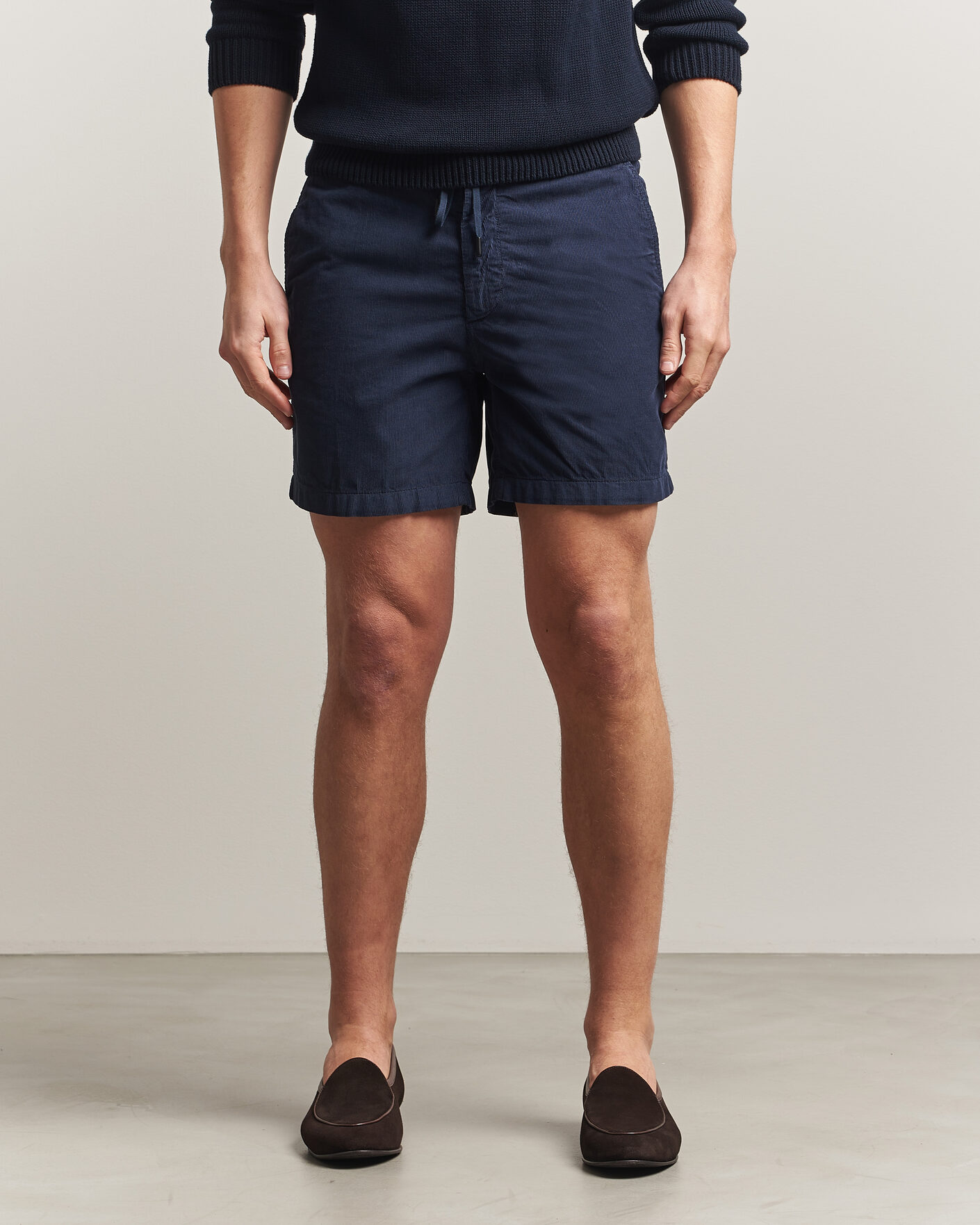 Men | Shorts | Incotex | Baby Corduroy Drawstring Shorts Navy