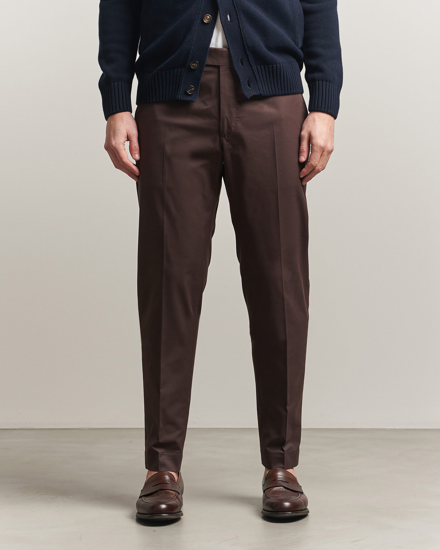 Men | Trousers | Incotex | Regular Fit Flexgab Cotton Chinos Dark Brown