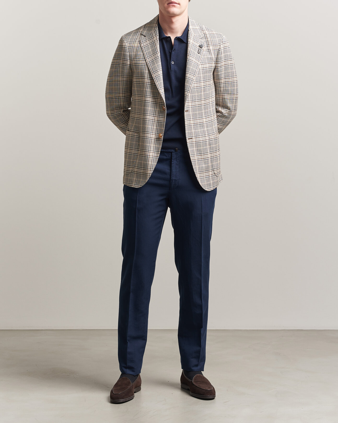 Men | Trousers | Incotex | Regular Fit Chinolino Trousers Navy