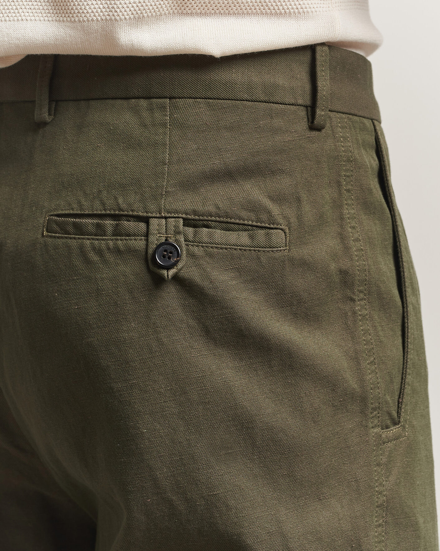 Men | Trousers | Incotex | Regular Fit Cotton/Linen Drill Trousers Military