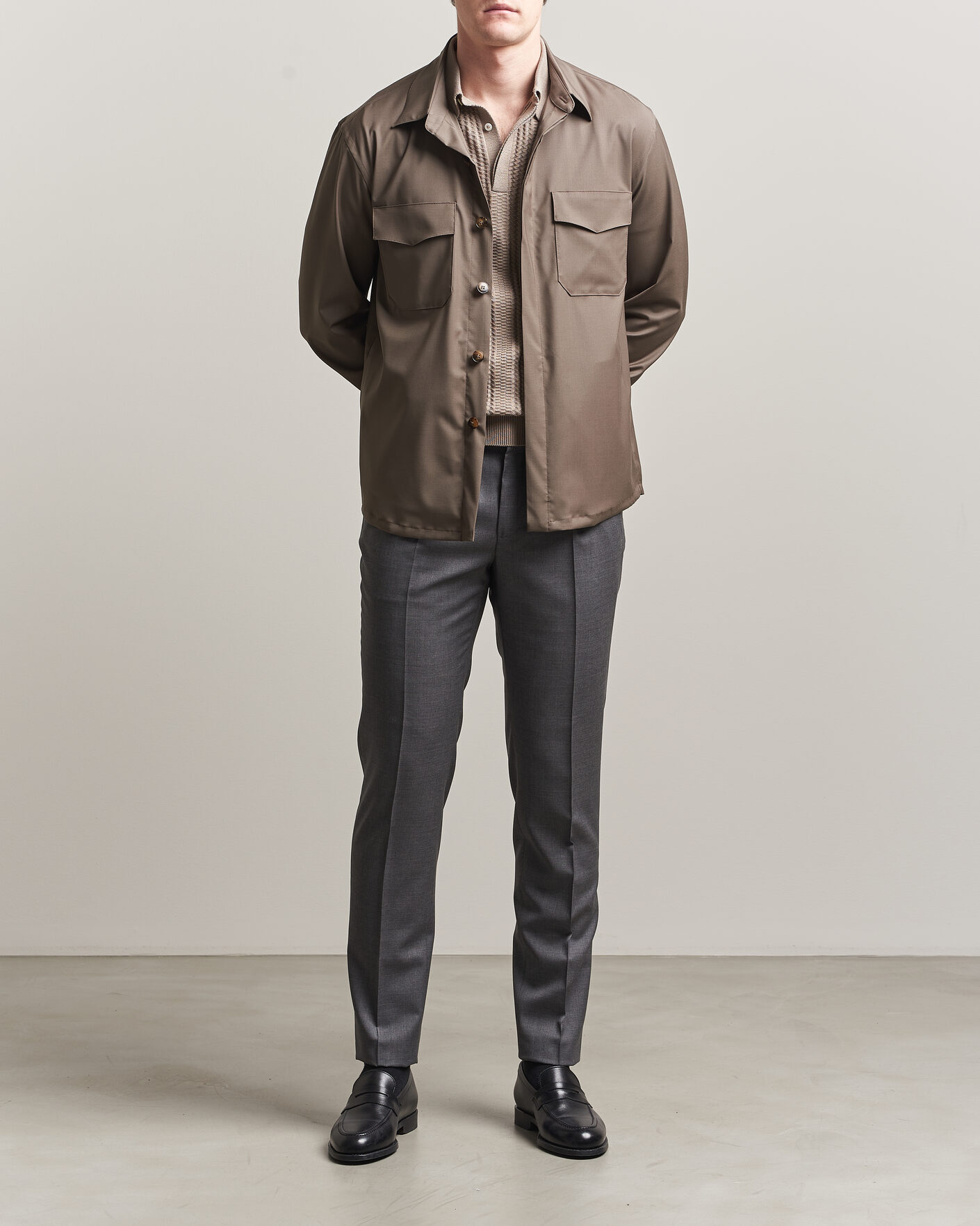 Men | Trousers | Incotex | Regular Fit Super 100s Wool Pants Grey Melange
