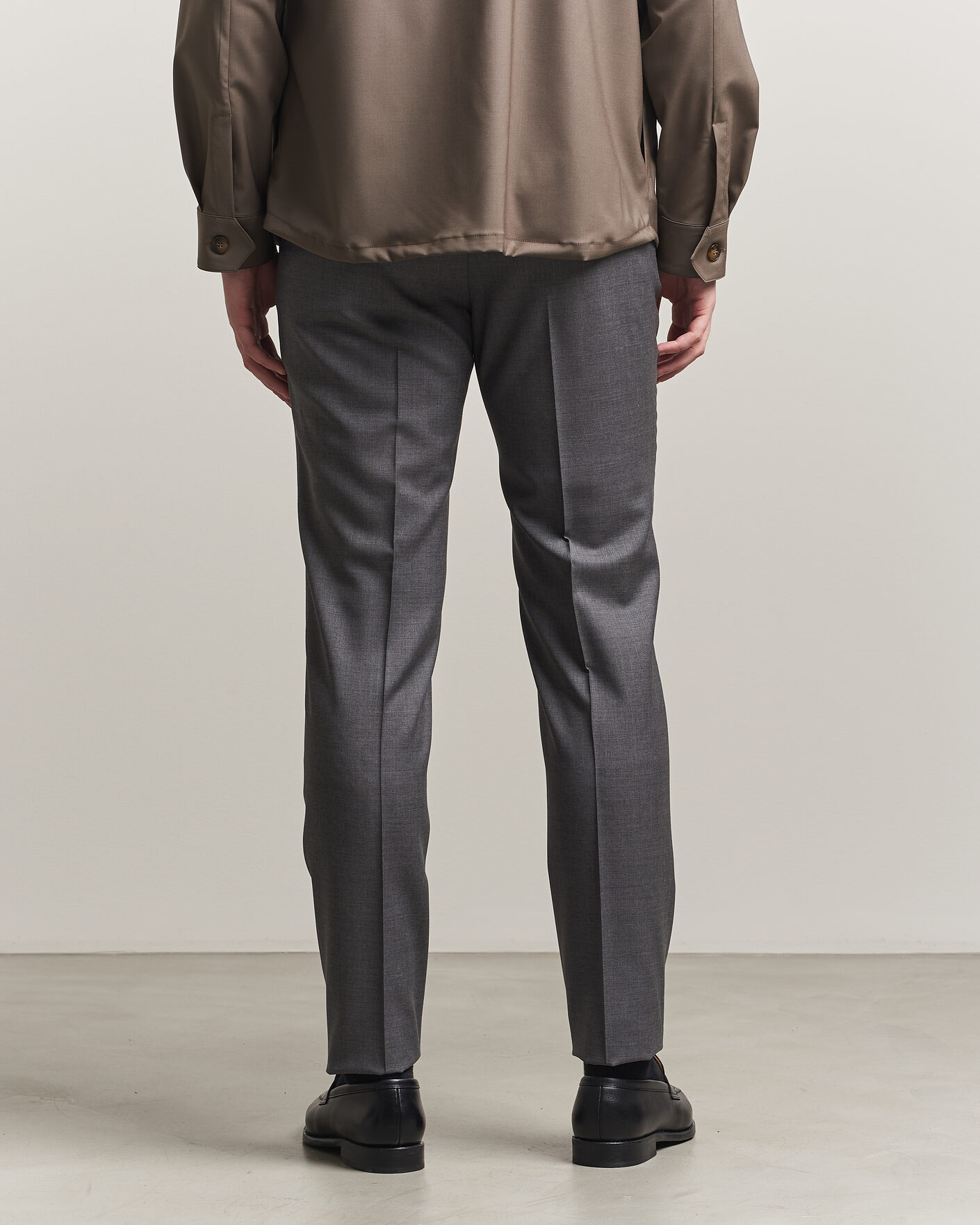 Men | Trousers | Incotex | Regular Fit Super 100s Wool Pants Grey Melange