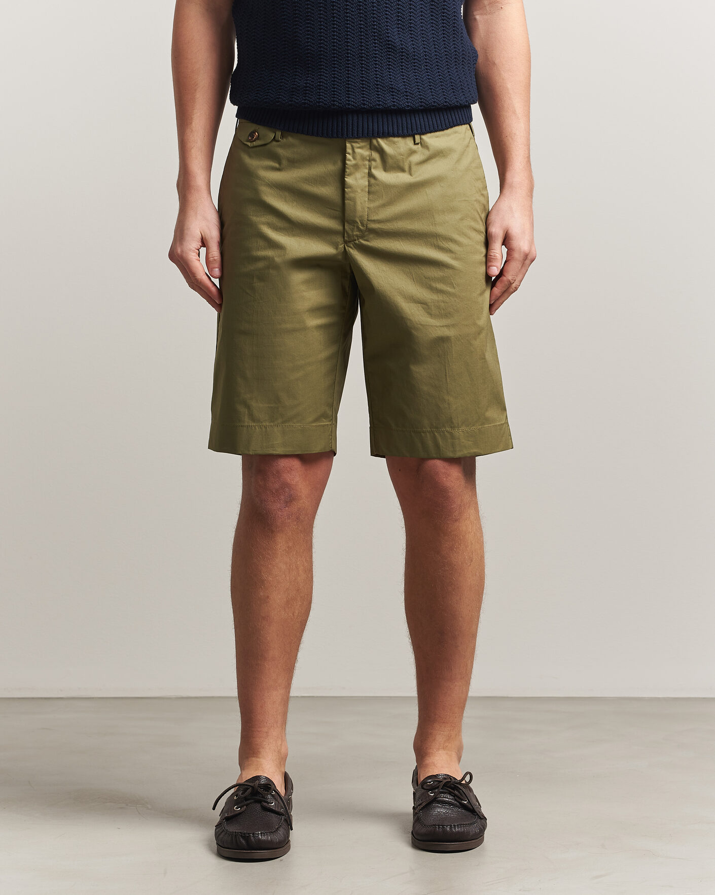 Men | Shorts | Incotex | Cotton Poplin Shorts Olive
