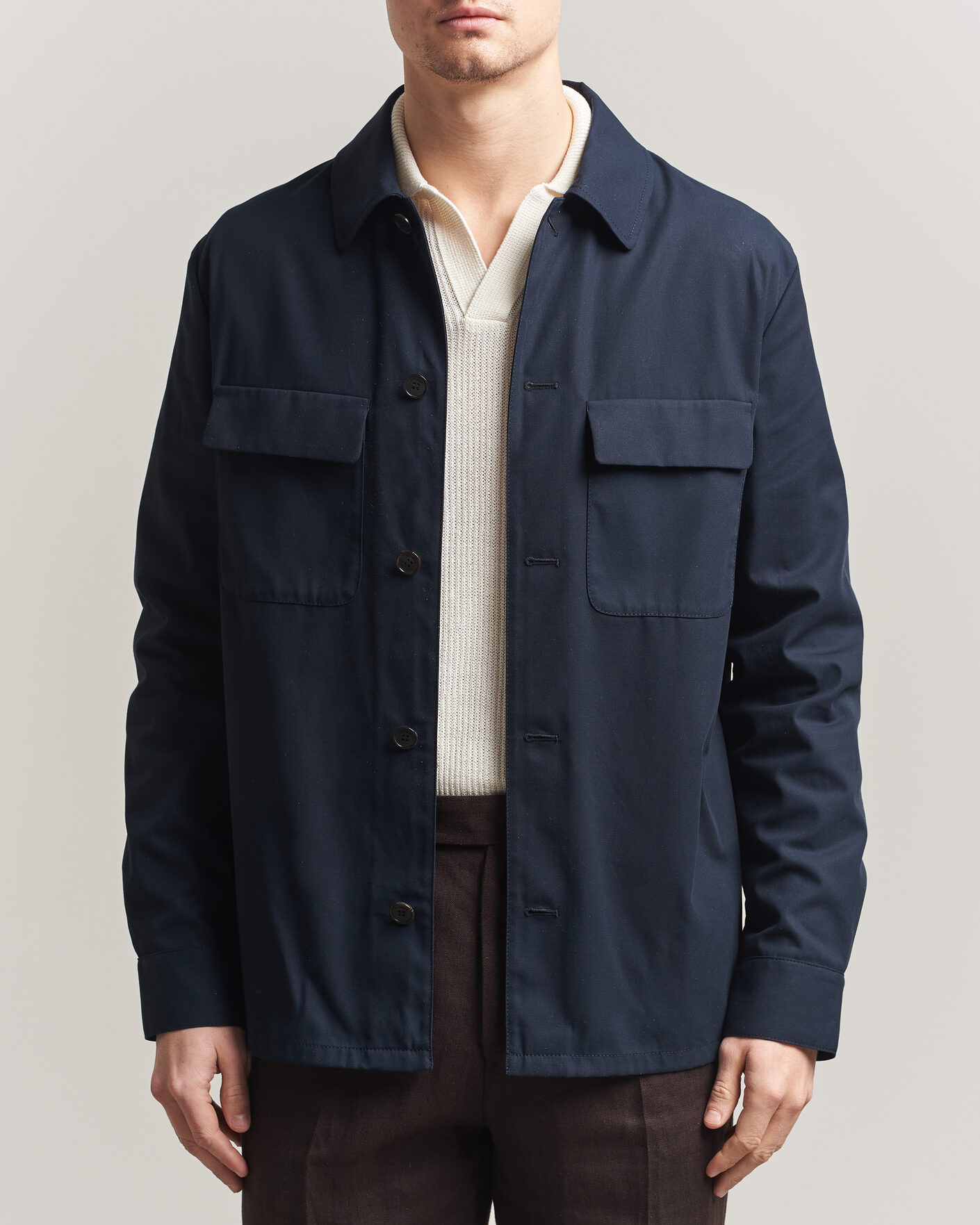 Men | Shirts | Incotex | Ice Cotton Twill Overshirt Navy