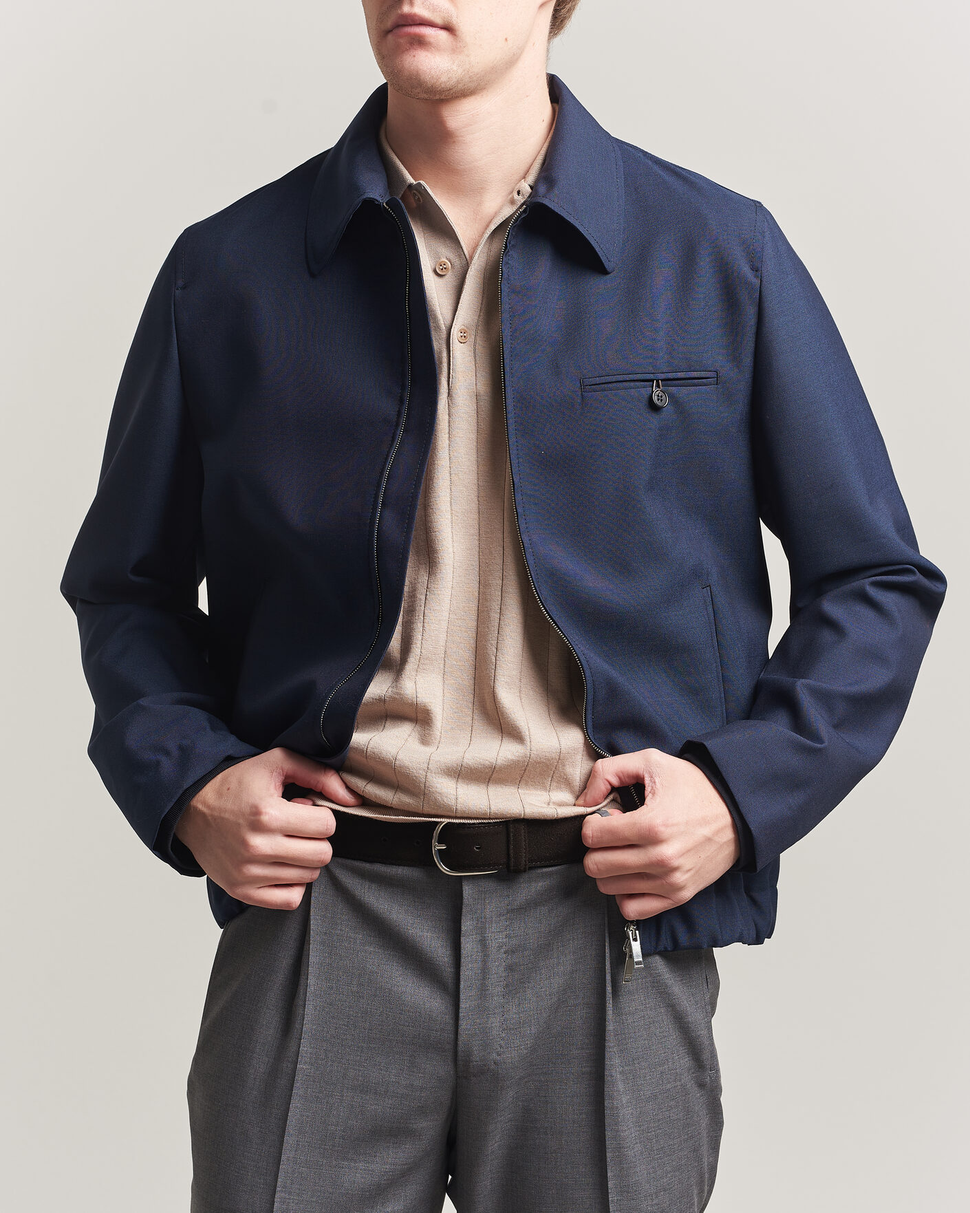 Men | Coats & Jackets | Incotex | Primo Wool Shirt Jacket Navy