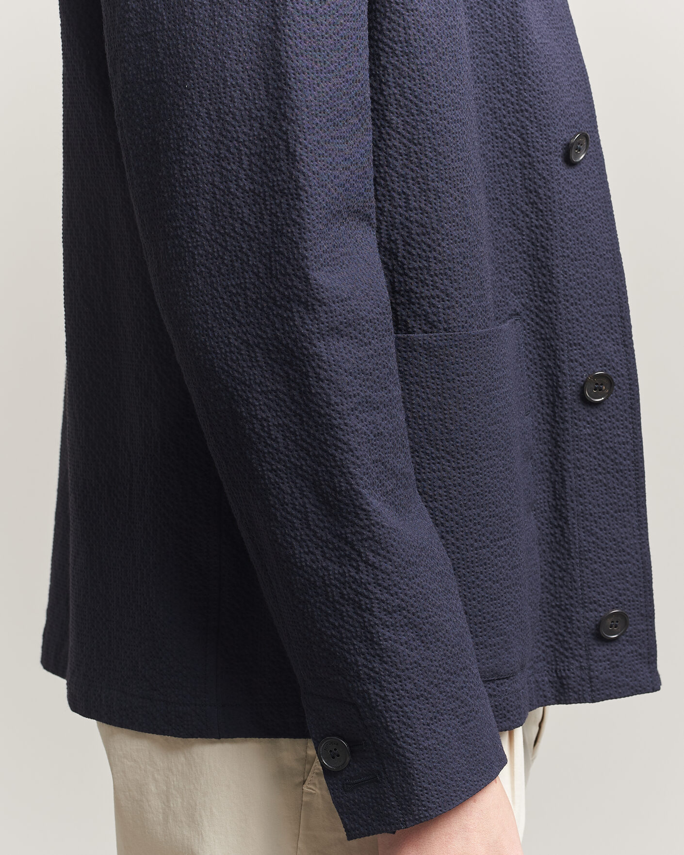Men | Coats & Jackets | Incotex | Seersucker Cotton/Silk Chore Jacket Navy
