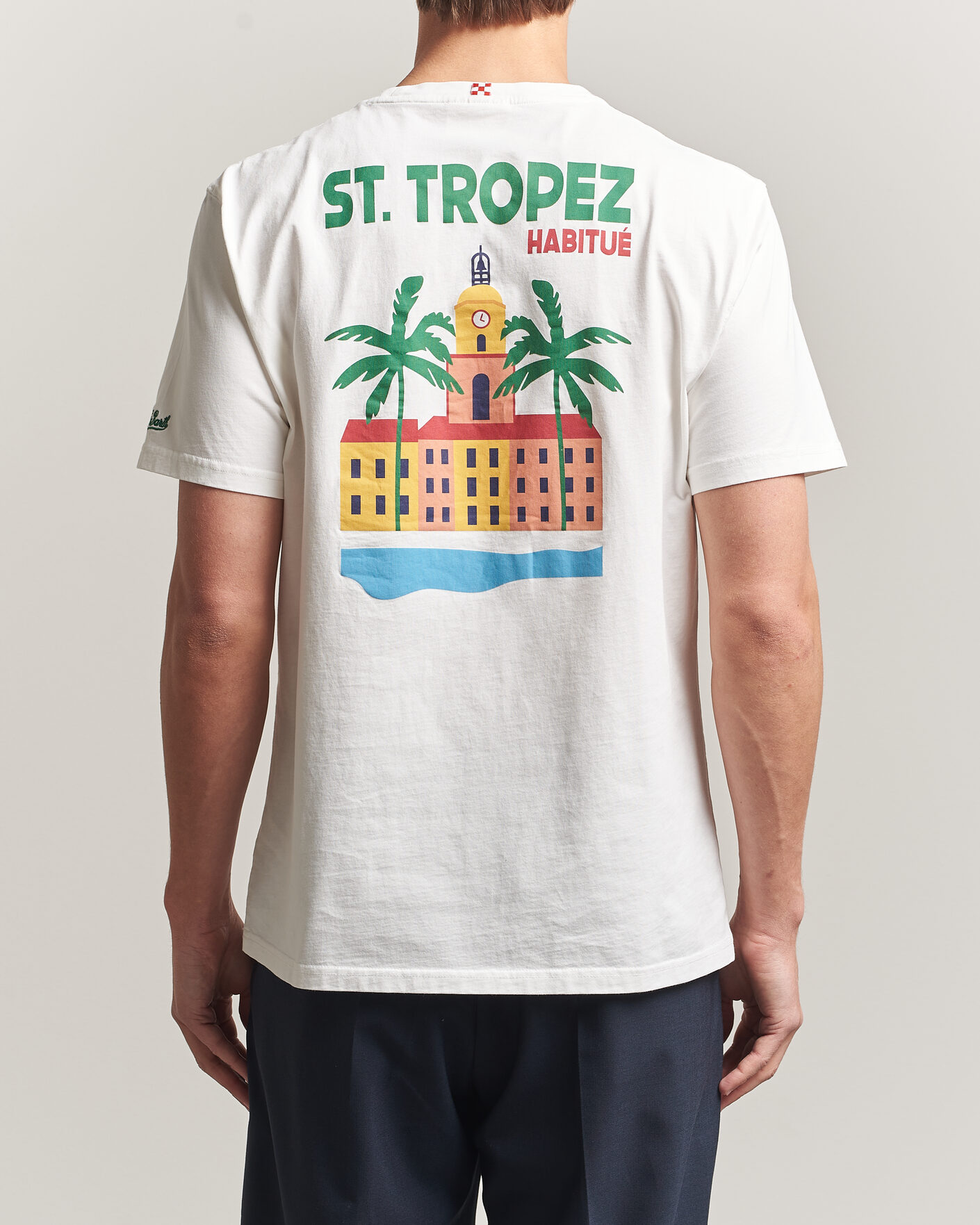 Men | T-Shirts | MC2 Saint Barth | Back Printed Cotton T-Shirt St Tropez Sun