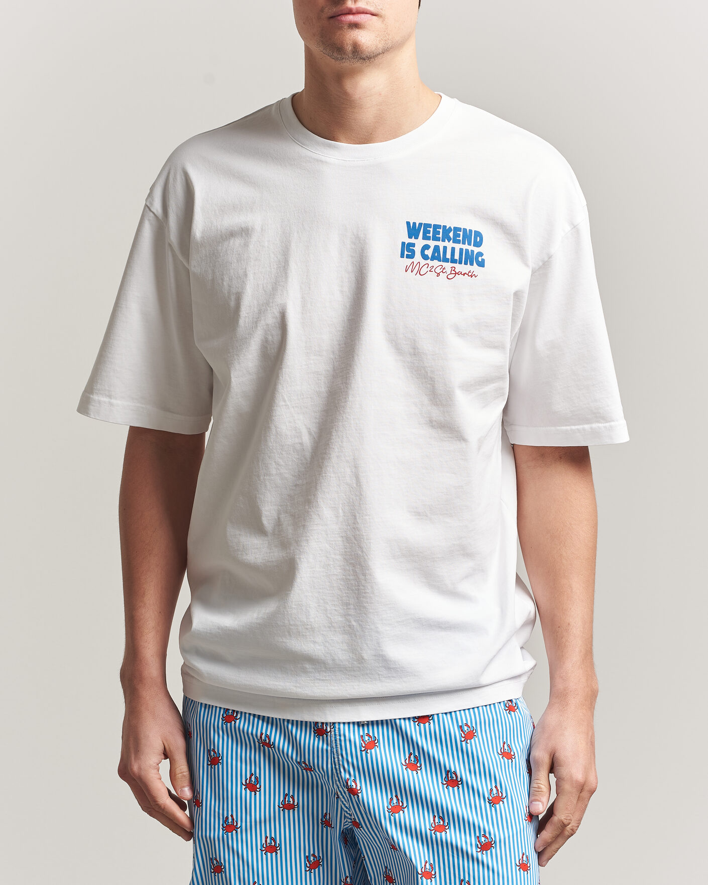 Men | T-Shirts | MC2 Saint Barth | Back Printed Cotton T-Shirt Weekend Jet