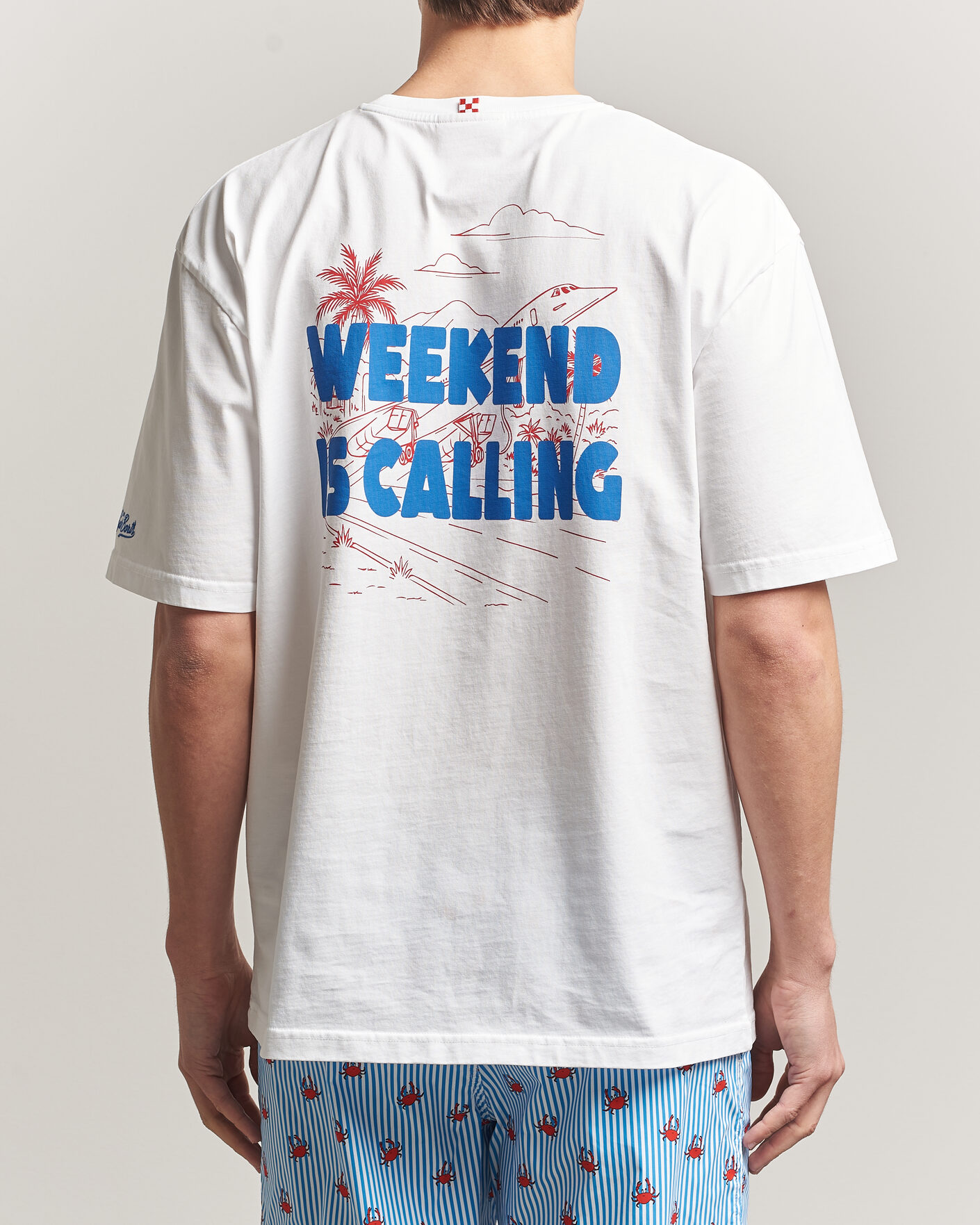 Men | T-Shirts | MC2 Saint Barth | Back Printed Cotton T-Shirt Weekend Jet