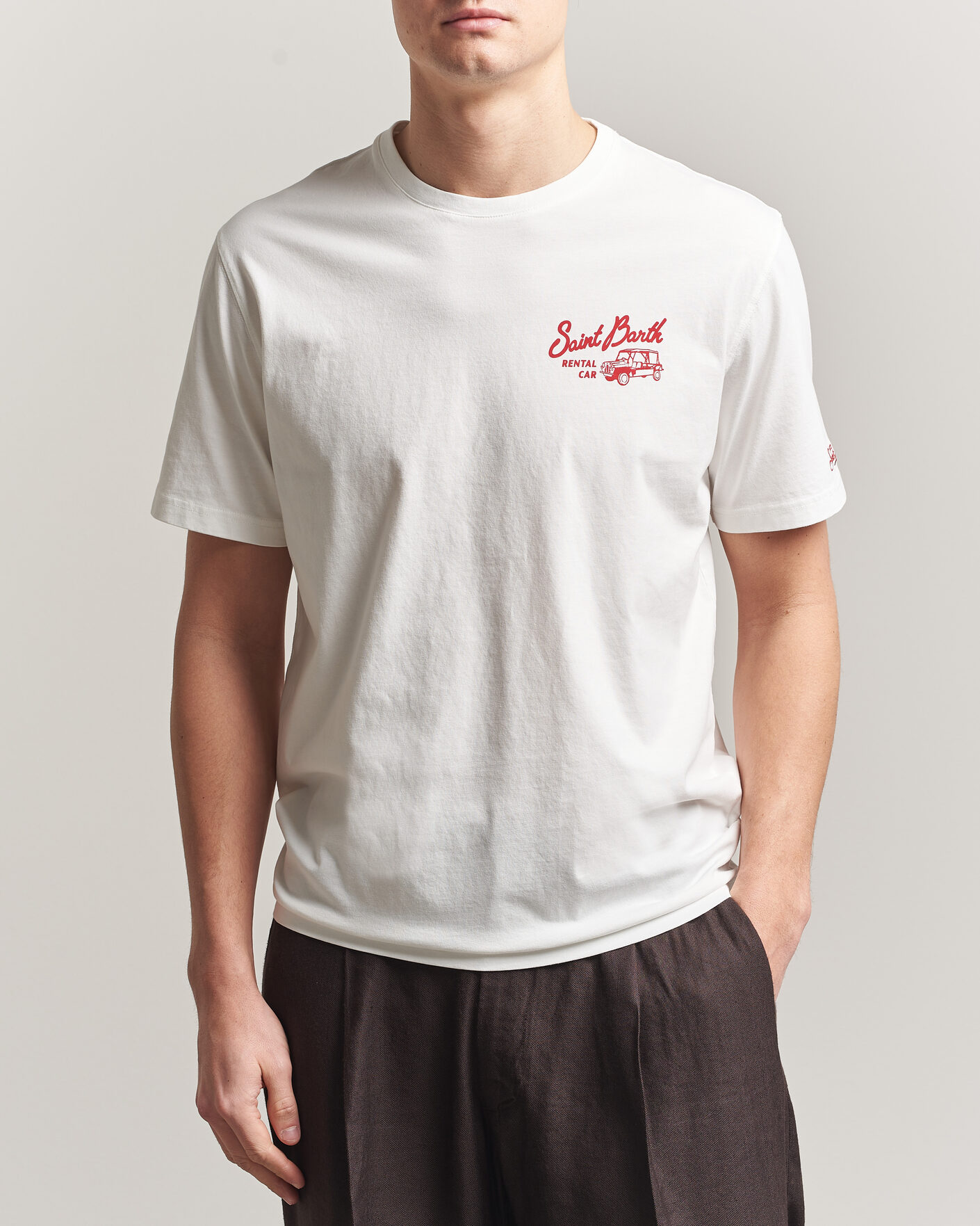Men | T-Shirts | MC2 Saint Barth | Back Printed Cotton T-Shirt Rental Car