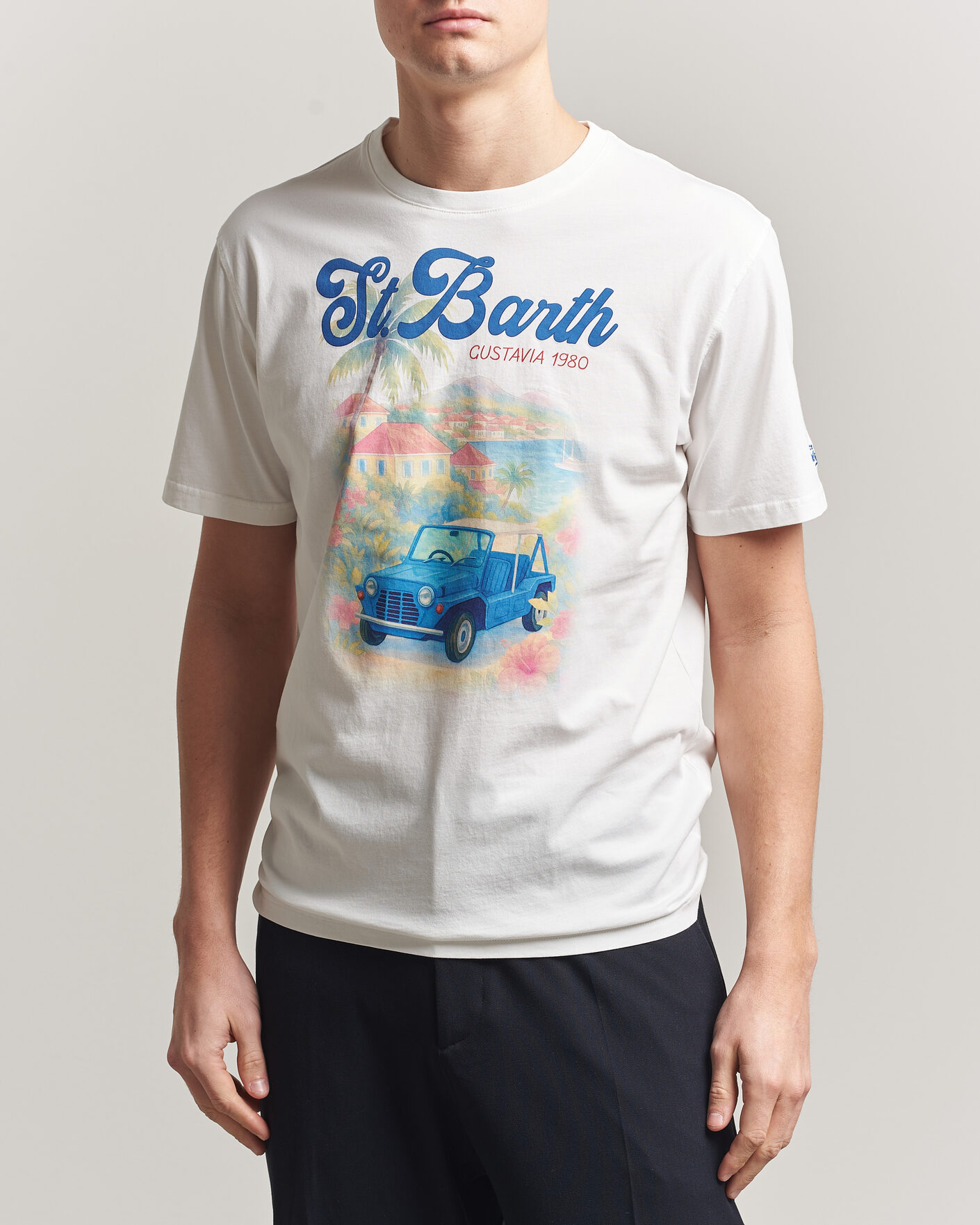 Men | T-Shirts | MC2 Saint Barth | Printed Cotton T-Shirt Ibiscus Car