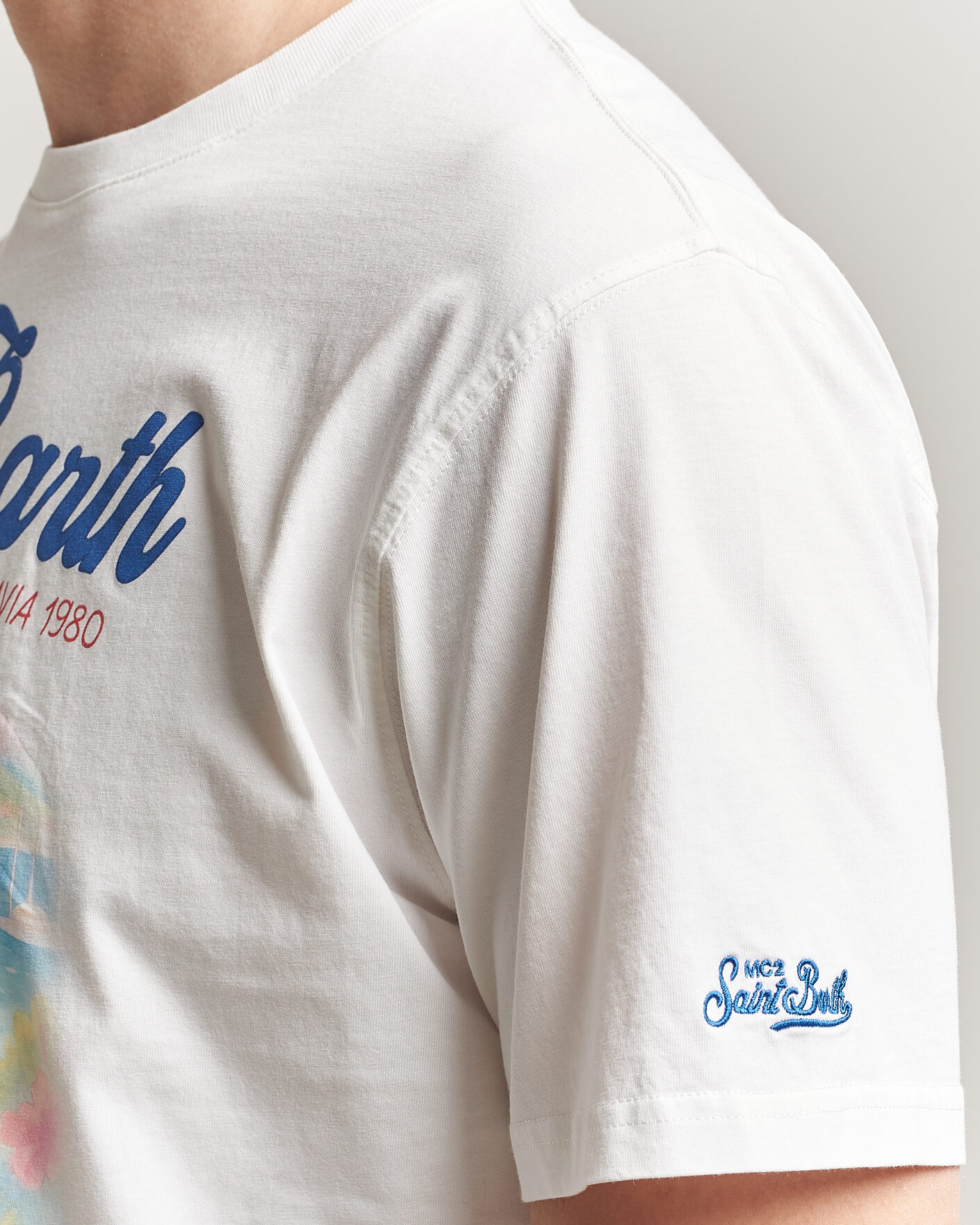 Men | T-Shirts | MC2 Saint Barth | Printed Cotton T-Shirt Ibiscus Car