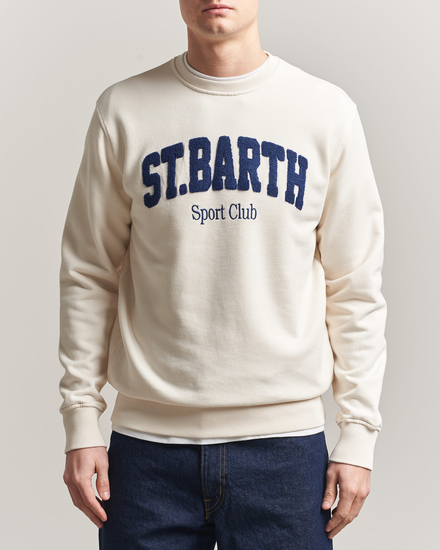 Men | Sweaters & Knitwear | MC2 Saint Barth | Terry Cotton Logo Sweatshirt Off White