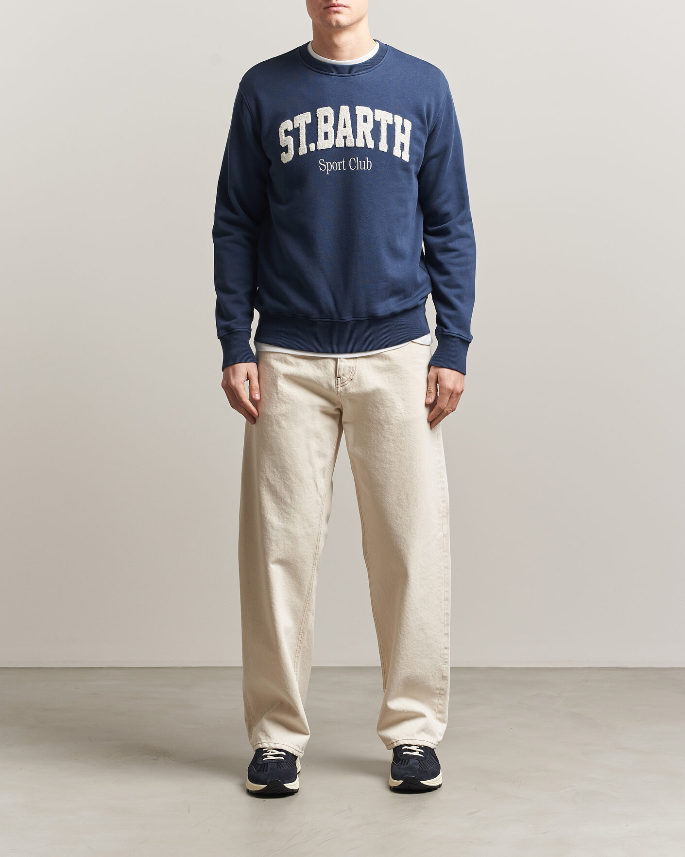 Men | Sweaters & Knitwear | MC2 Saint Barth | Terry Cotton Logo Sweatshirt Navy