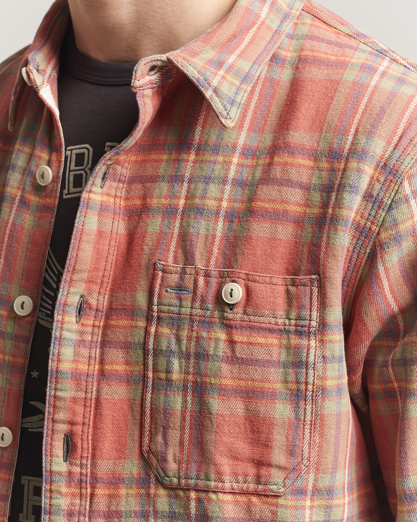 Men | Shirts | RRL | Cameron Double Pocket Shirt Red/Blue Check