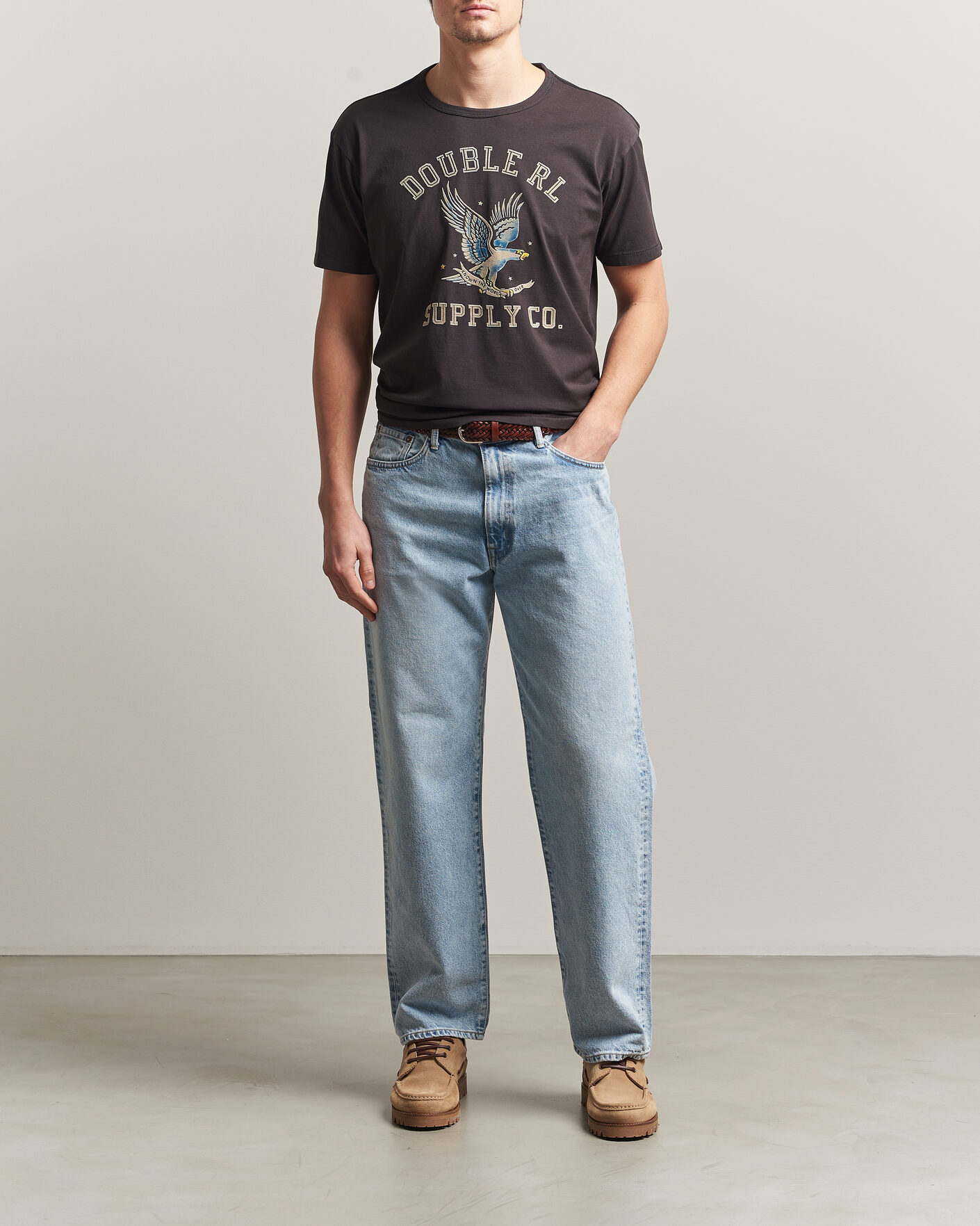RRL Eagle Print Tee Faded Black at CareOfCarl.com