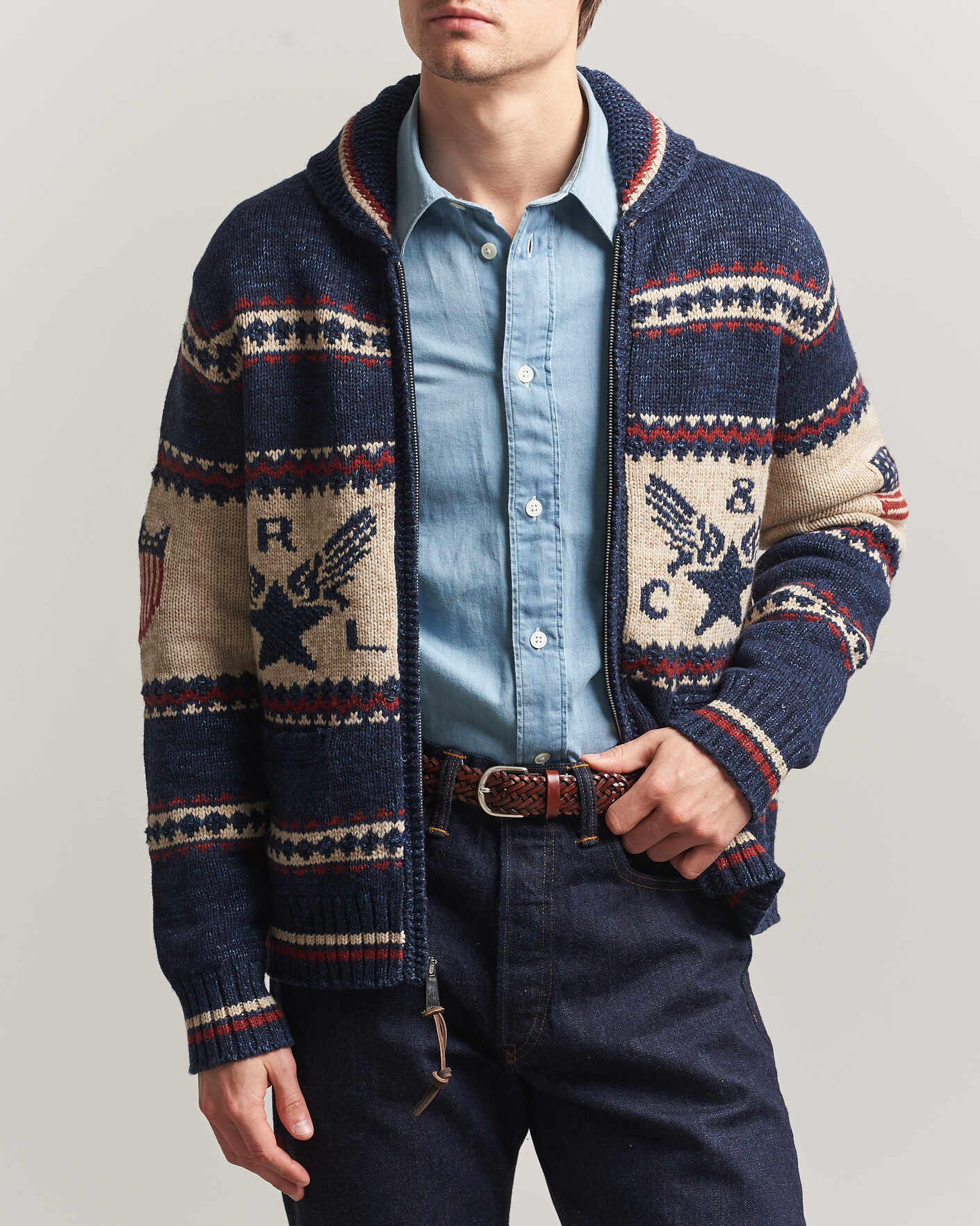 RRL Jacquard Shawl Cardigan Indigo at CareOfCarl.com