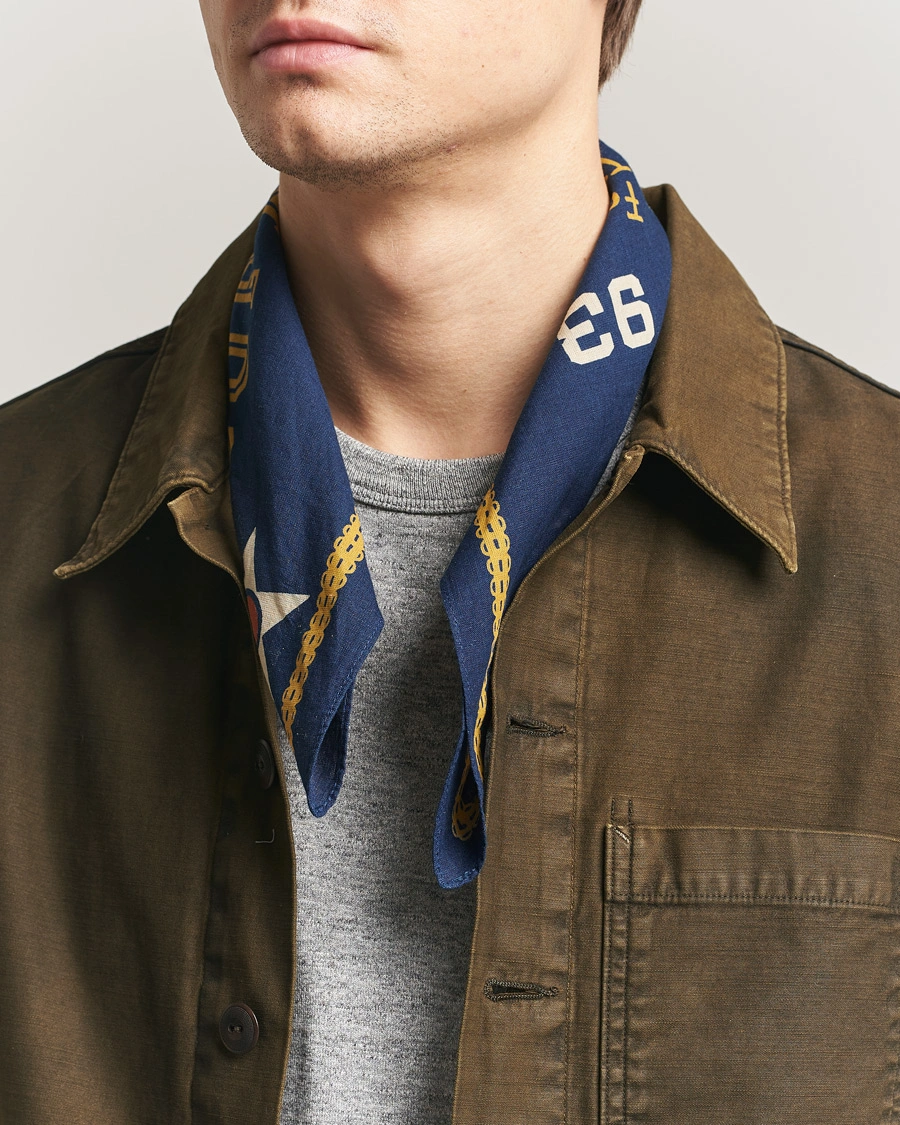 Men | Pocket Squares | RRL | Surplus Bandana Indigo/Gold