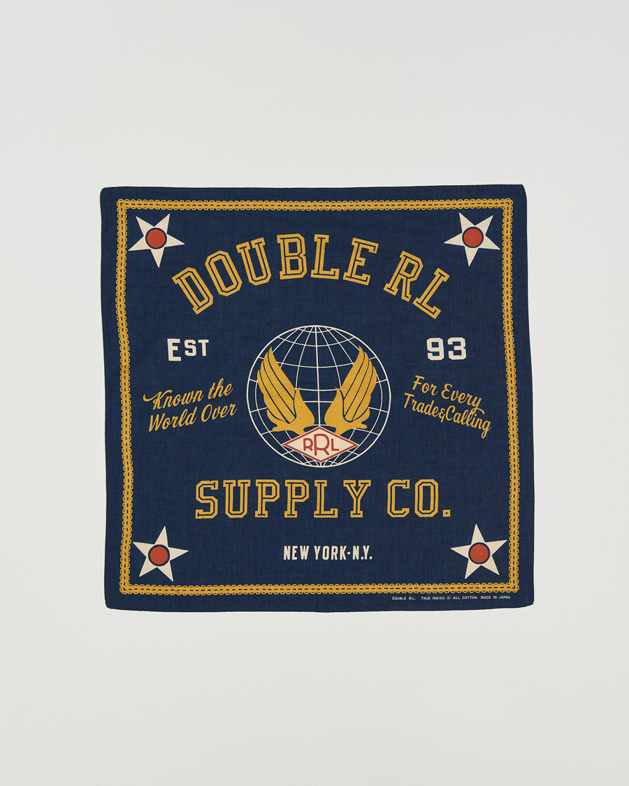 Men | Pocket Squares | RRL | Surplus Bandana Indigo/Gold