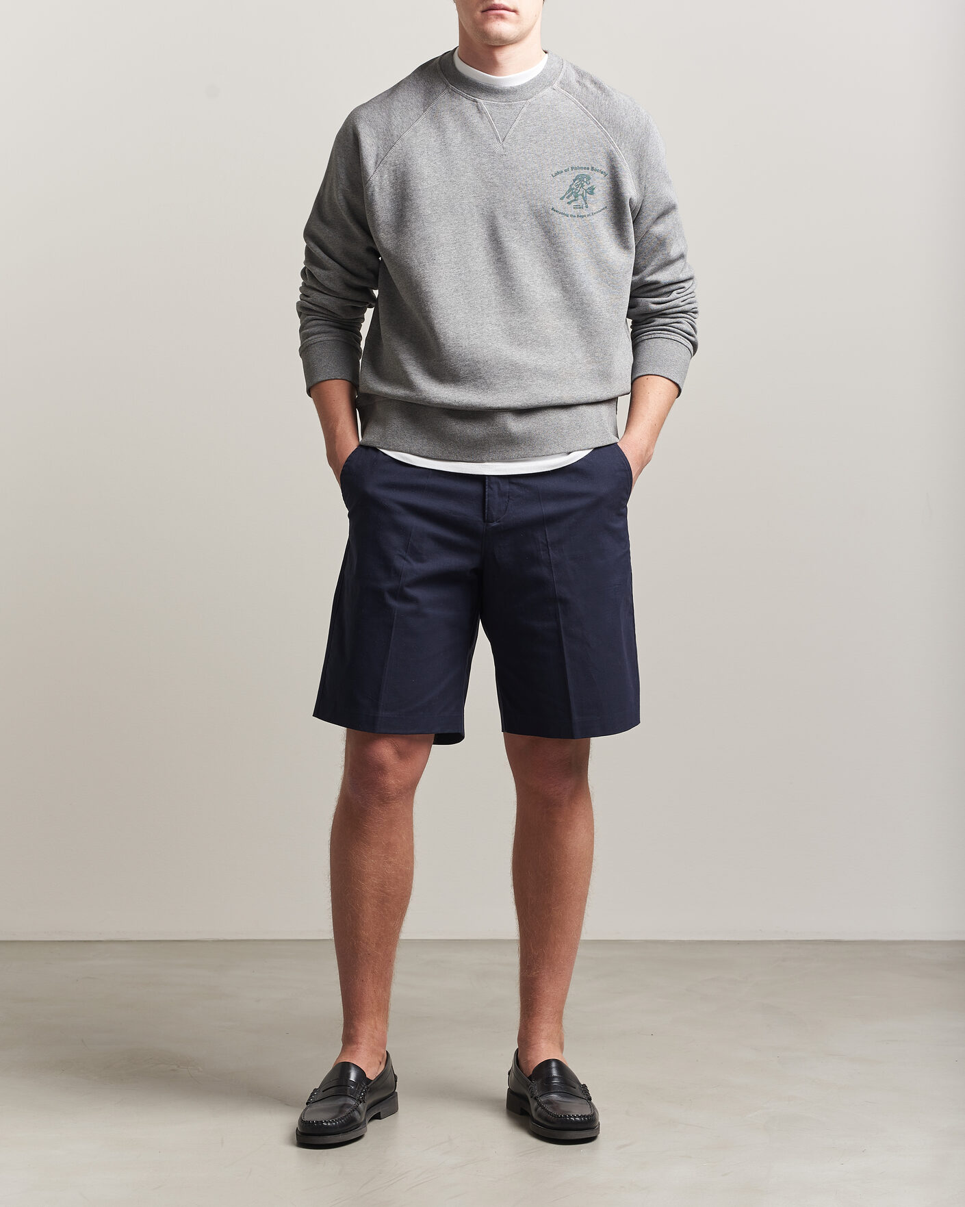Men | Sweaters & Knitwear | Palmes | Lake Raglan Sweatshirt Grey Melange