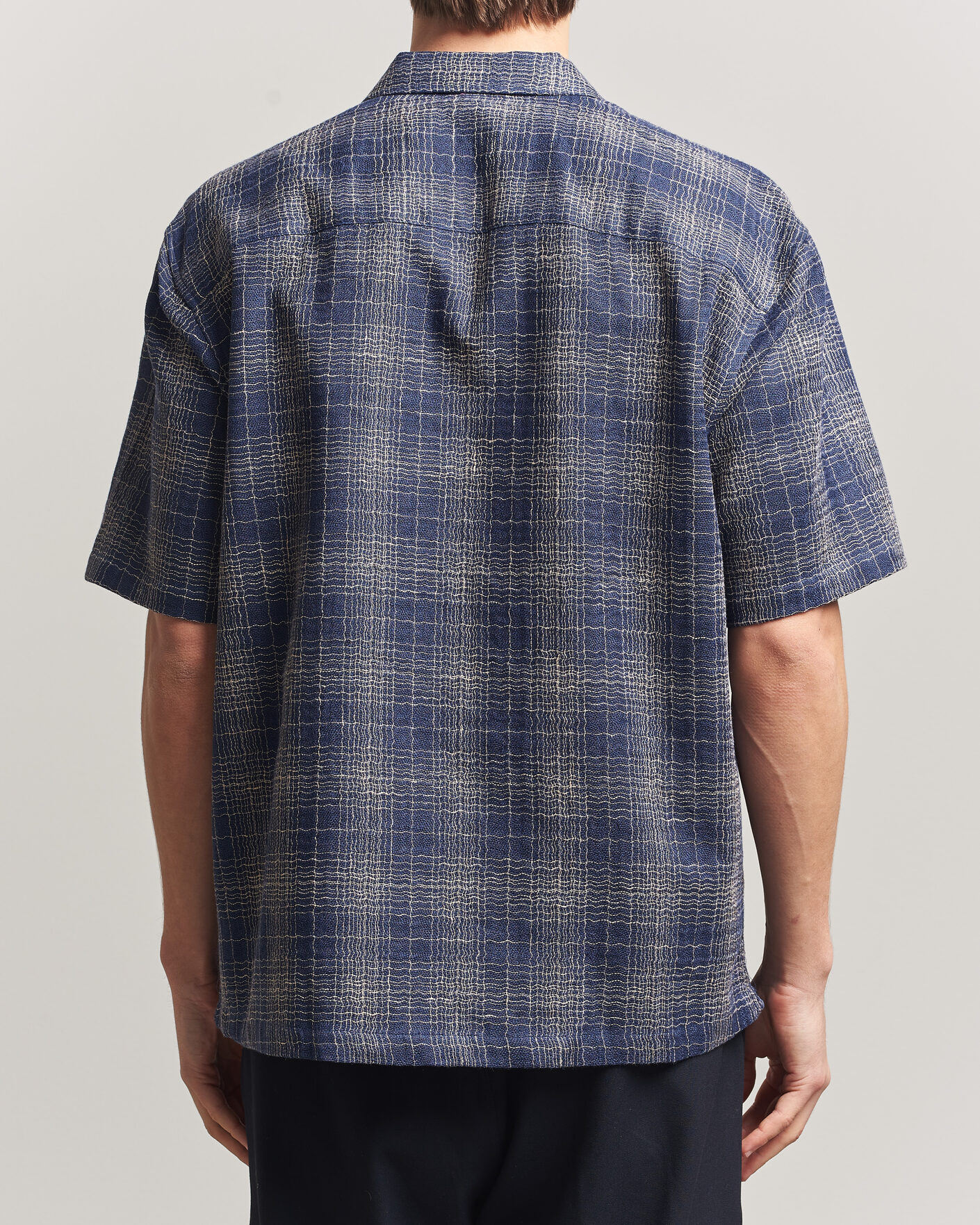 Men | Shirts | Palmes | Cotton/Linen Short Sleeve Shirt Navy Check
